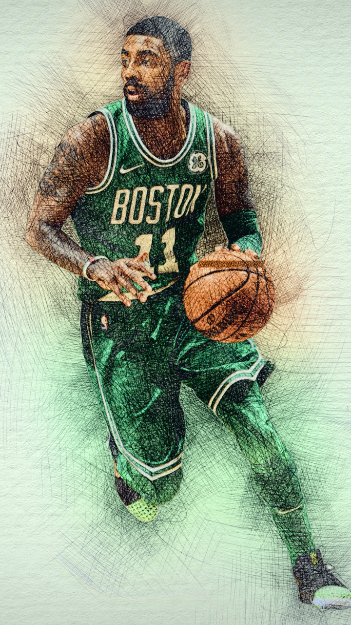Téléchargez des papiers peints mobile Des Sports, Basket, Nba, Celtics De Boston, Kyrie Irving gratuitement.