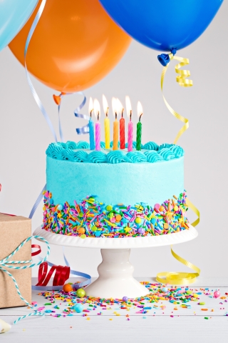 Download mobile wallpaper Holiday, Cake, Balloon, Gift, Candle, Celebration, Birthday, Pastry for free.