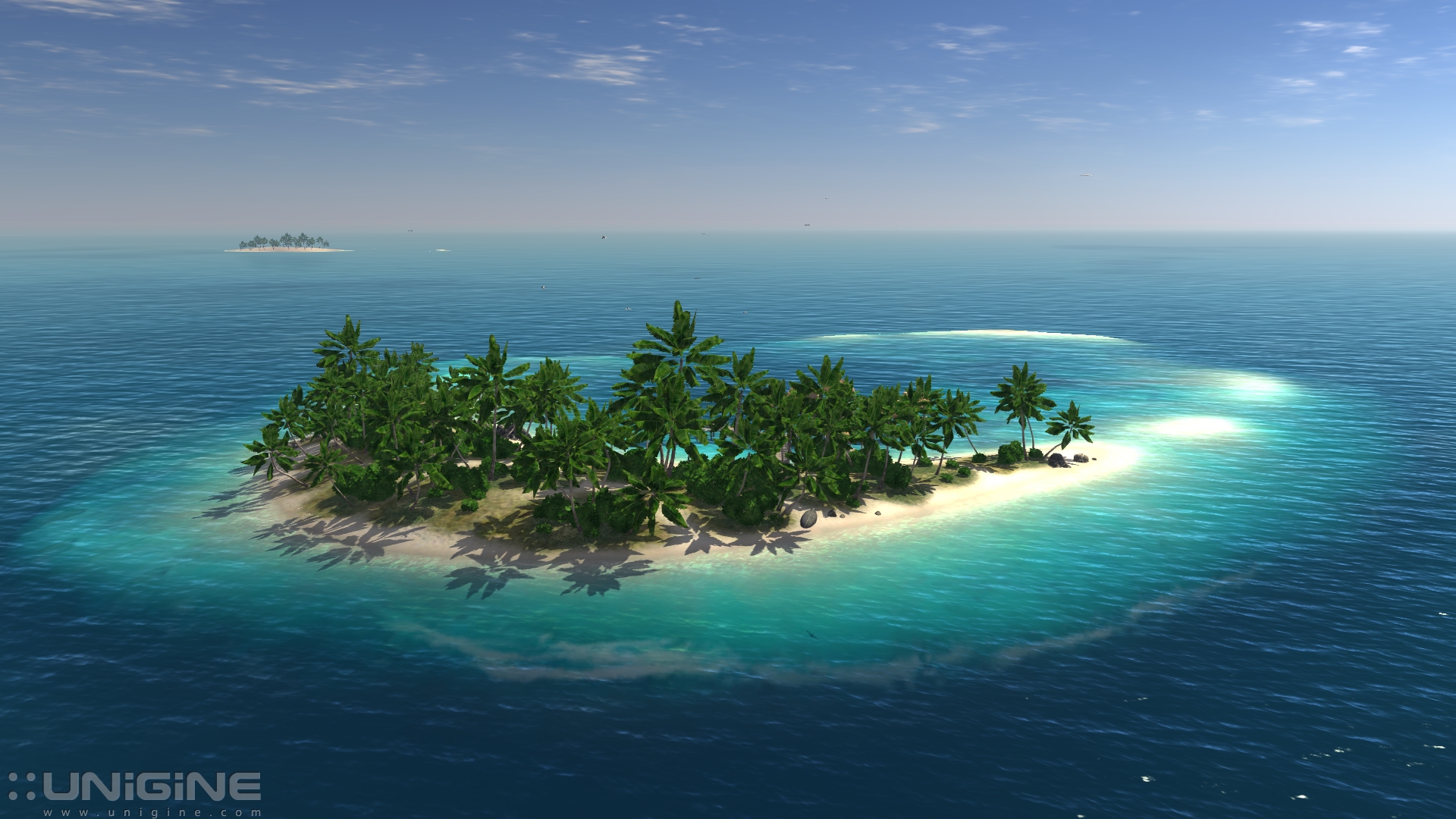 Free download wallpaper Horizon, Ocean, Earth, Island, Artistic, Tropical, Palm Tree on your PC desktop