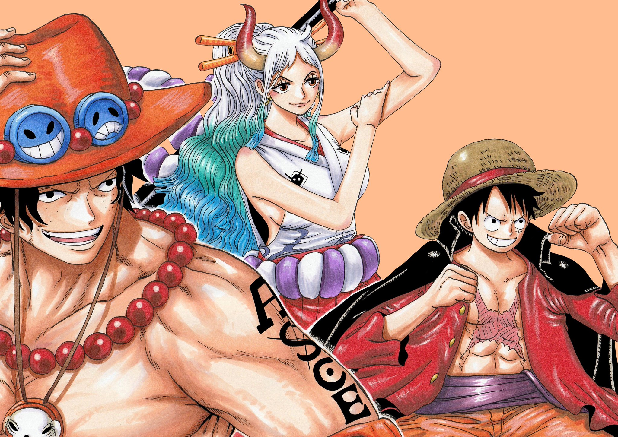 Laden Sie das Animes, Portgas D Ace, One Piece, Affe D Luffy, Yamato (Einteiler)-Bild kostenlos auf Ihren PC-Desktop herunter