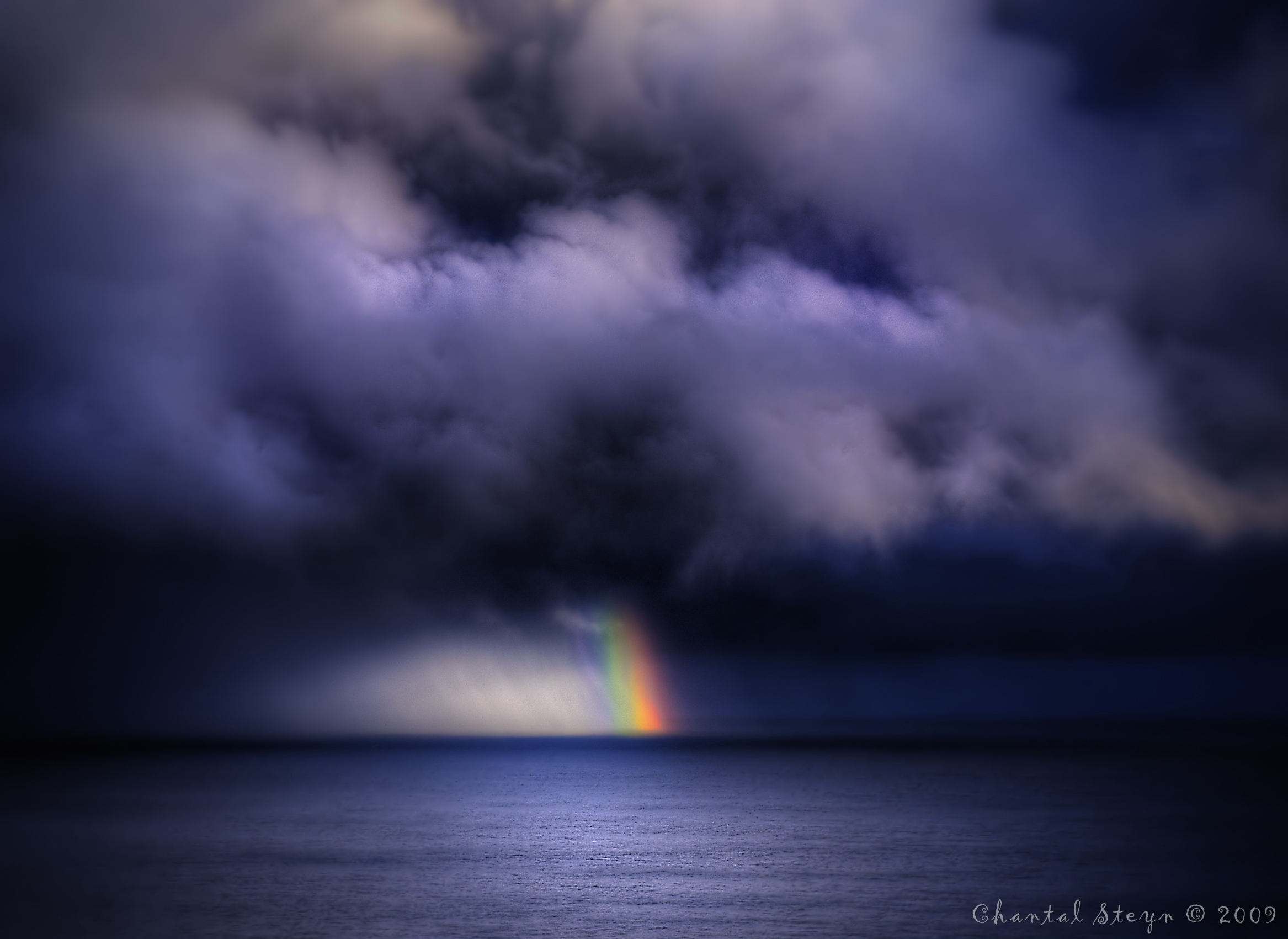 Download mobile wallpaper Sky, Rainbow, Dark, Earth, Storm, Cloud for free.