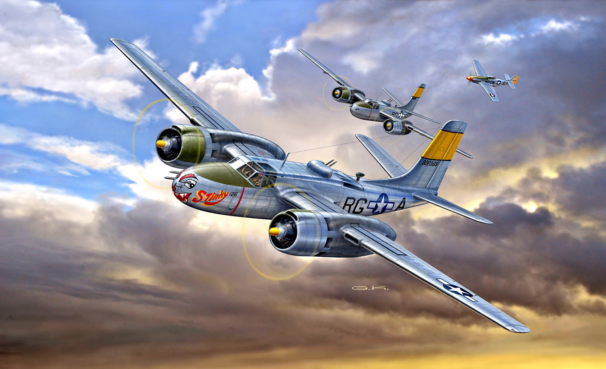 Handy-Wallpaper Flugzeuge, Militär, Bomber, Kampfflugzeug, Douglas A 26 Eindringling kostenlos herunterladen.