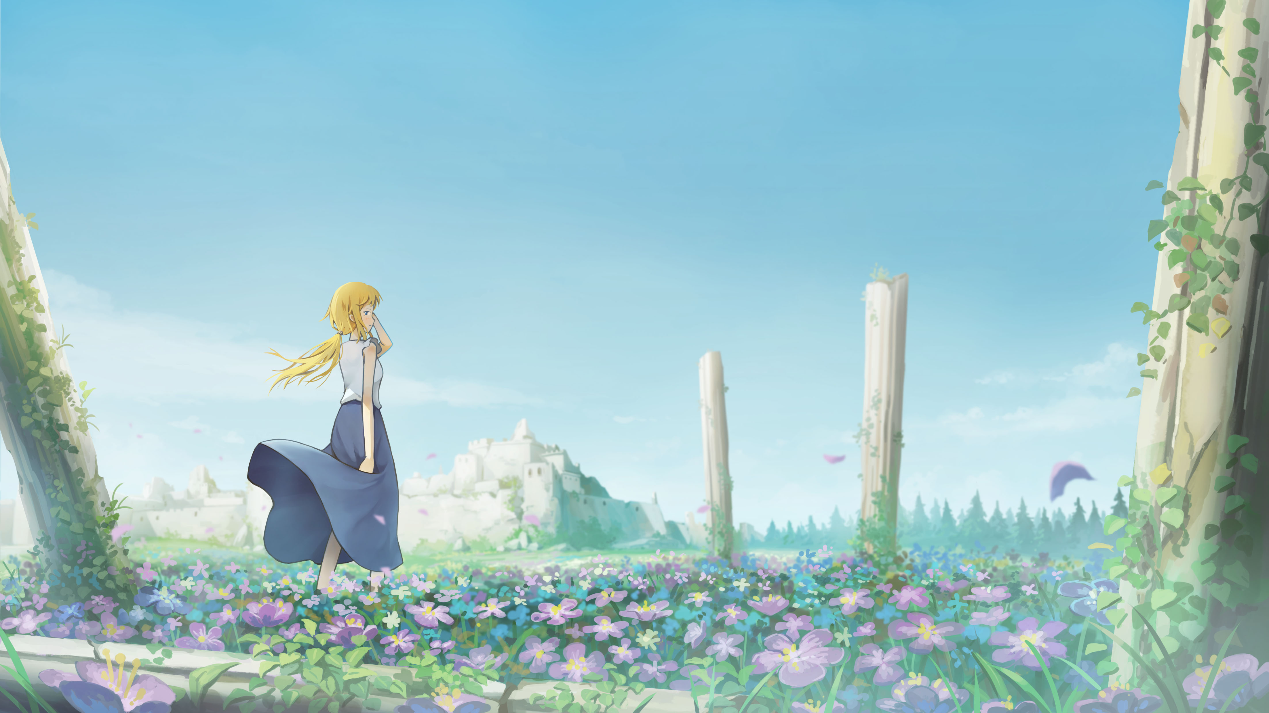 Laden Sie das Mädchen, Blume, Animes-Bild kostenlos auf Ihren PC-Desktop herunter