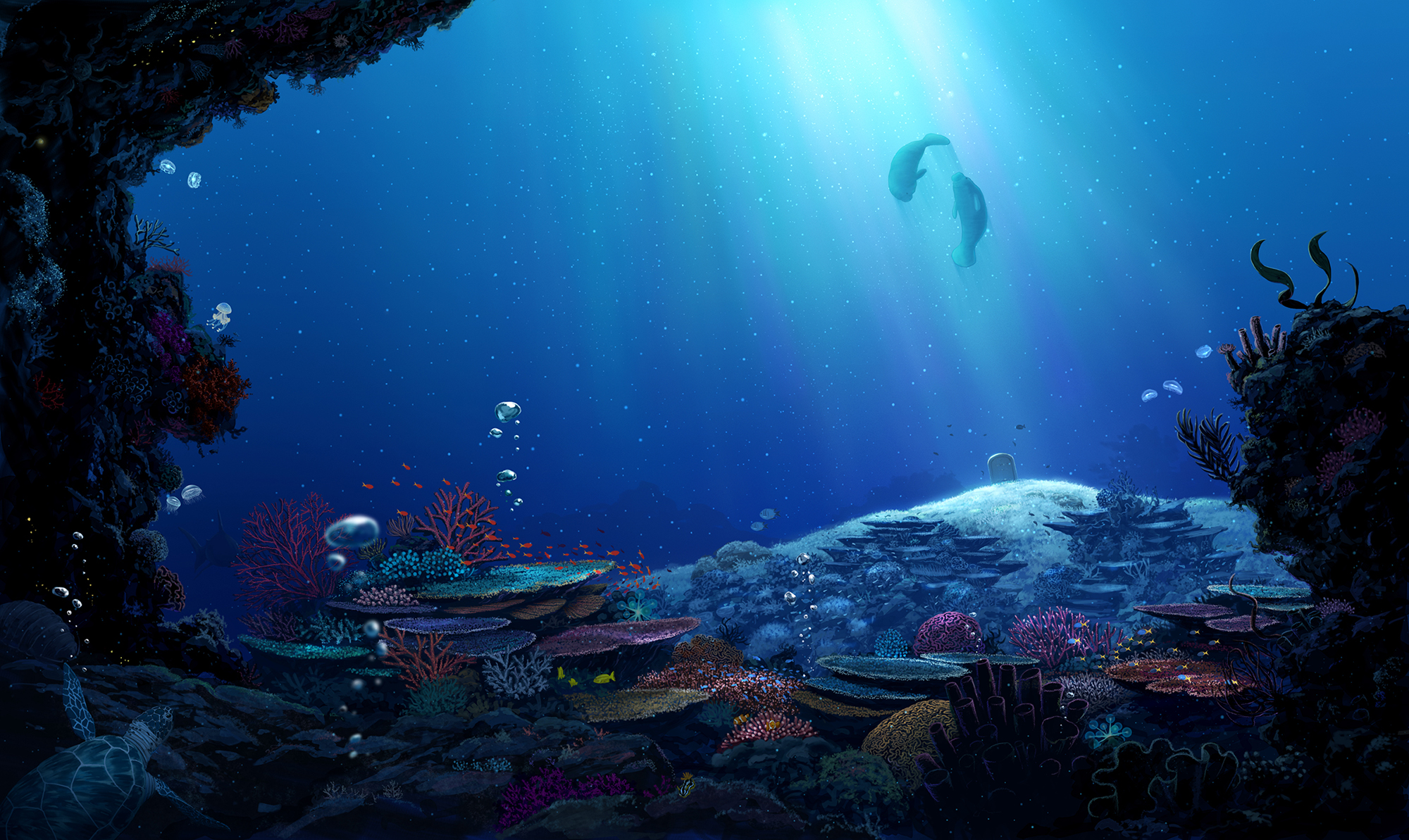 969182 Bild herunterladen animes, underwater es ist erwacht, fisch - Hintergrundbilder und Bildschirmschoner kostenlos