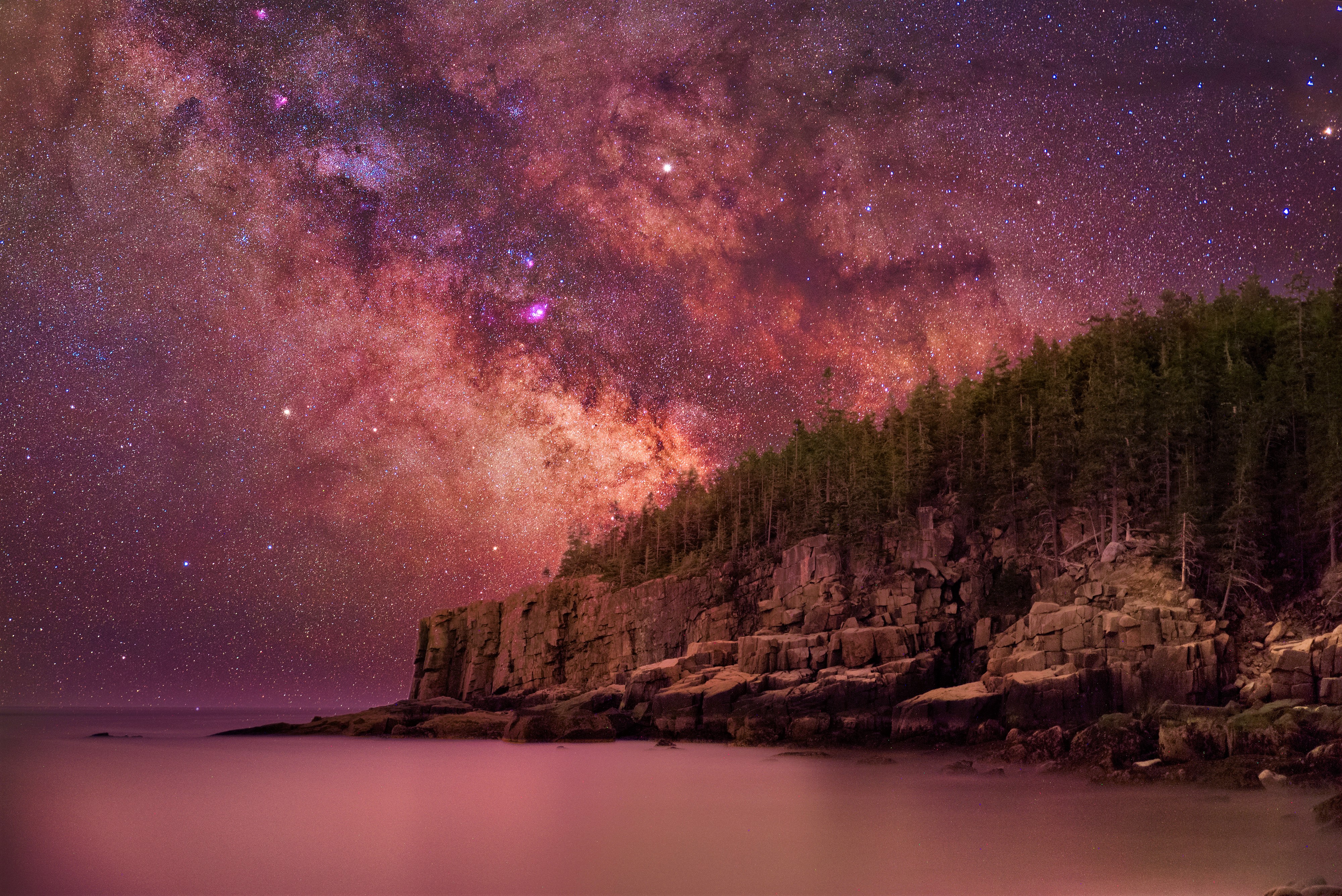 Free download wallpaper Nature, Sky, Stars, Night, Starry Sky, Earth, Cliff on your PC desktop