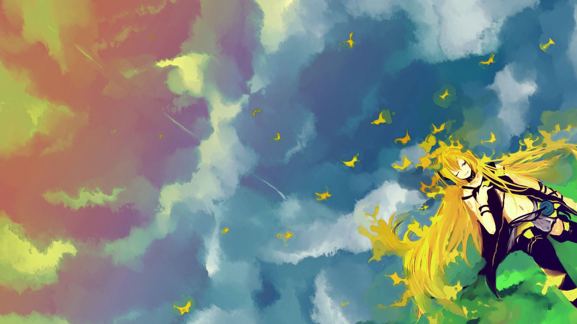 Free download wallpaper Anime, Sky, Butterfly, Vocaloid, Lily (Vocaloid) on your PC desktop