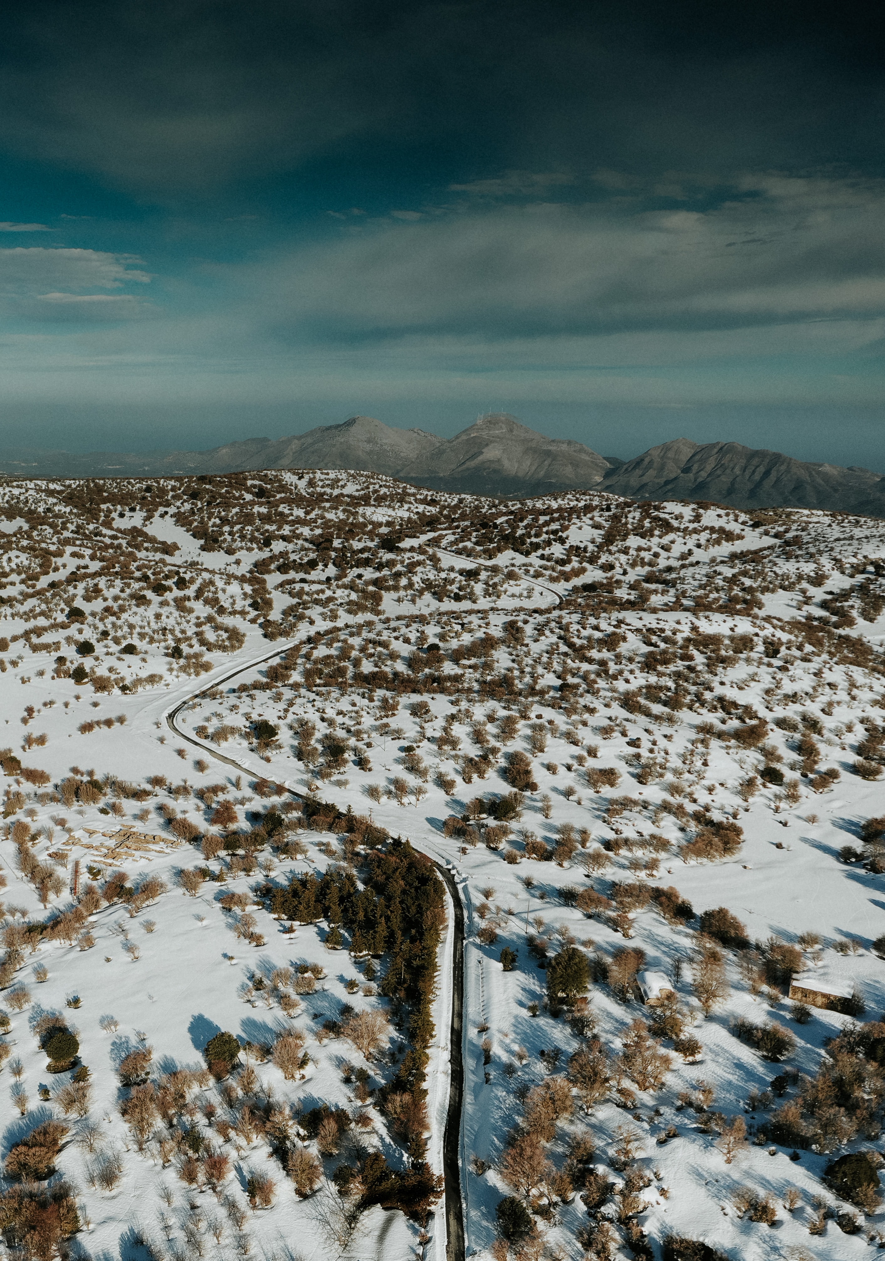 無料モバイル壁紙自然, 道路, 山脈, 雪, 上から見る, 道をダウンロードします。