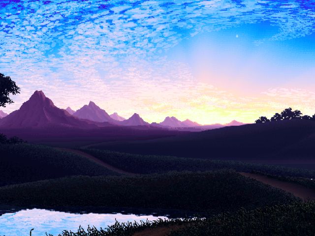 Handy-Wallpaper Landschaft, Himmel, Künstlerisch, Pixel Kunst kostenlos herunterladen.