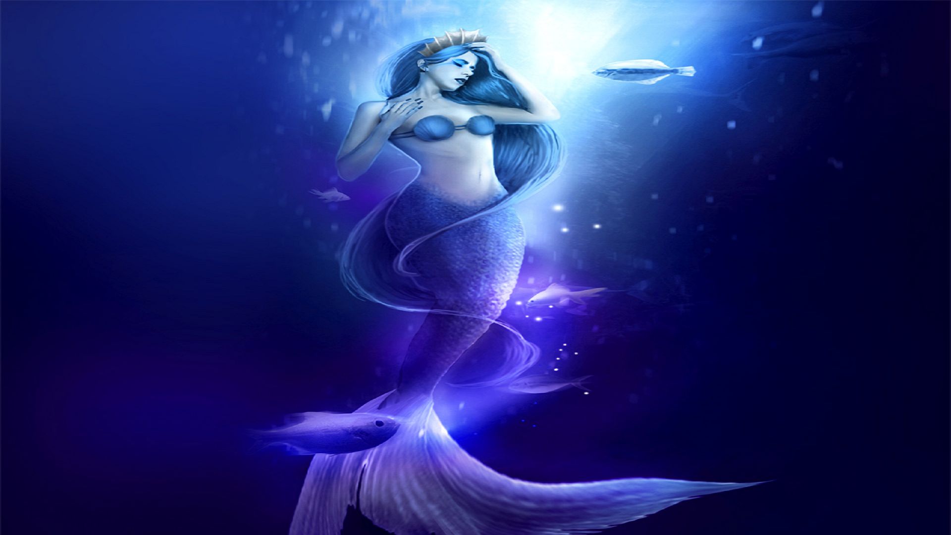 Download mobile wallpaper Fantasy, Fish, Underwater, Mermaid for free.