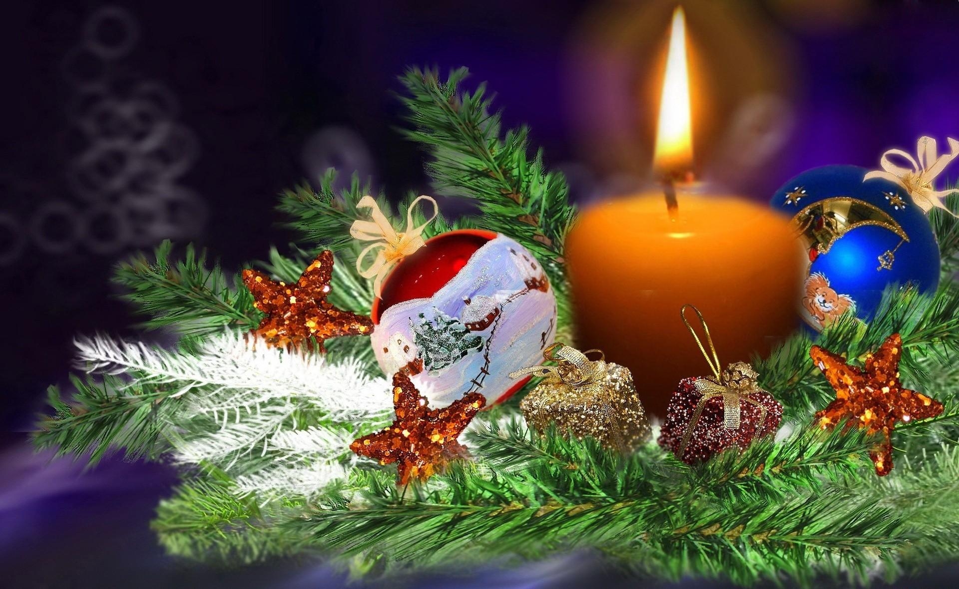 Free download wallpaper Decorations, Branch, Needles, Candle, Holidays on your PC desktop