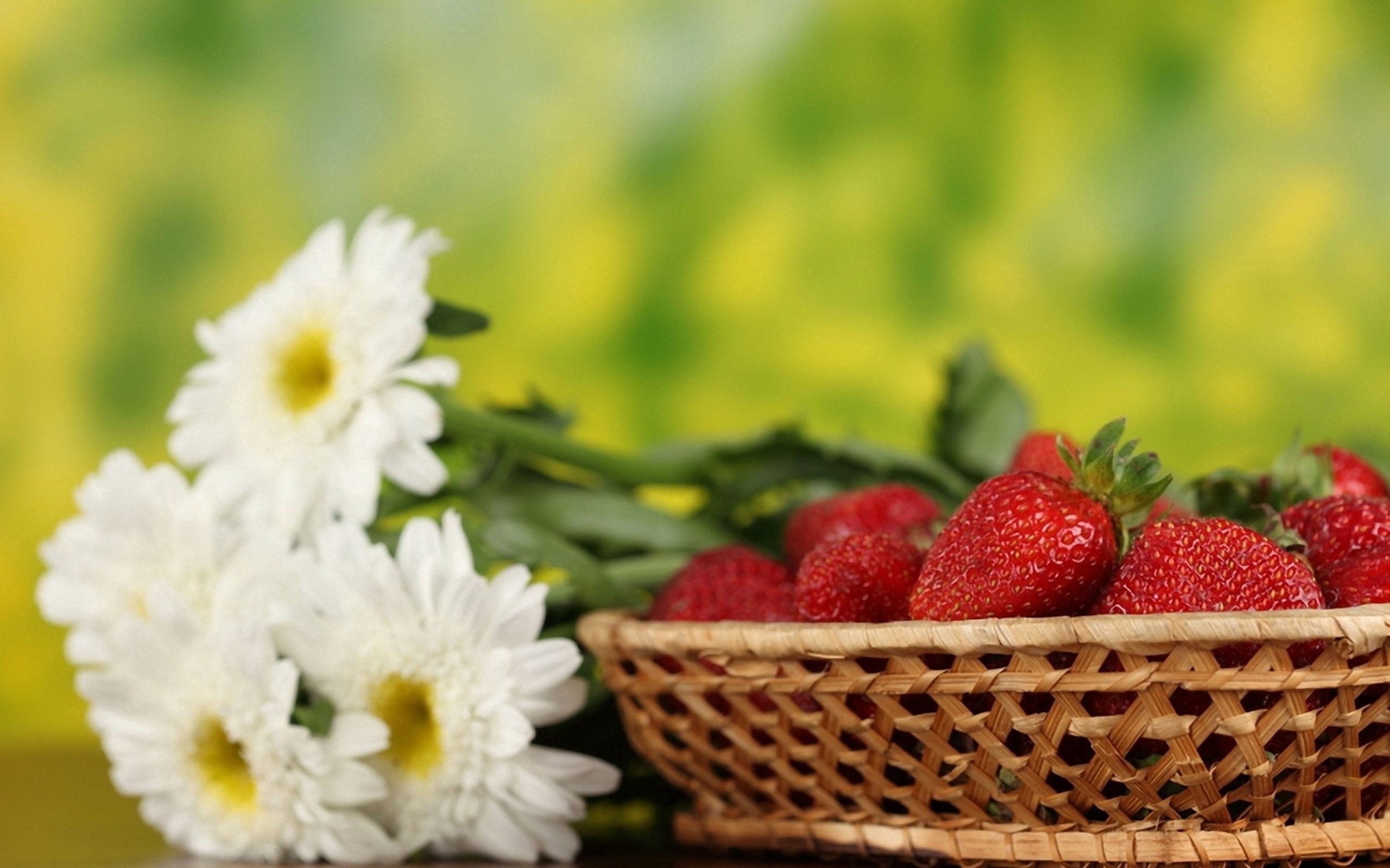 Download mobile wallpaper Basket, Flowers, Food, Berries, Strawberry for free.