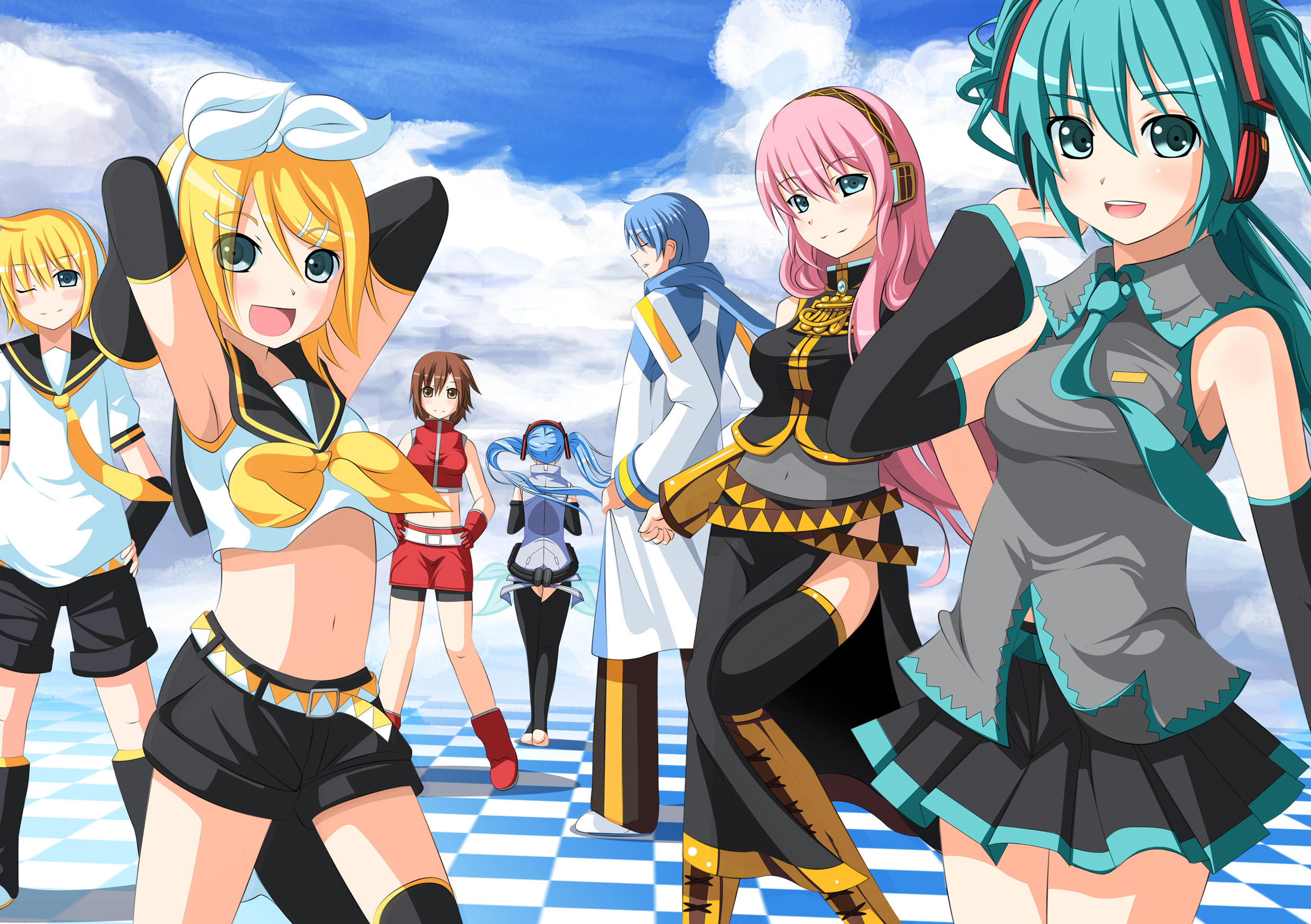 Descarga gratis la imagen Vocaloid, Luka Megurine, Animado, Hatsune Miku, Rin Kagamine, Kaito (Vocaloid), Len Kagamine, Meiko (Vocaloid) en el escritorio de tu PC