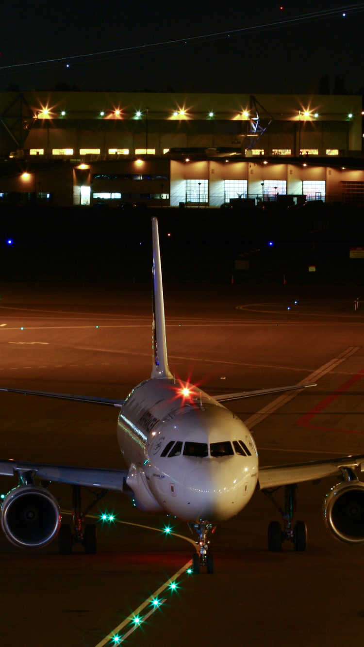 Download mobile wallpaper Night, Airplane, Aircraft, Airport, Vehicle, Passenger Plane, Vehicles for free.