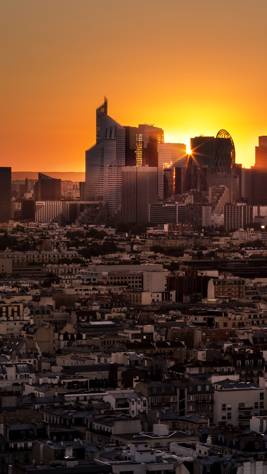 Download mobile wallpaper Cities, Sunset, Paris, City, Skyscraper, Building, France, Cityscape, Man Made for free.