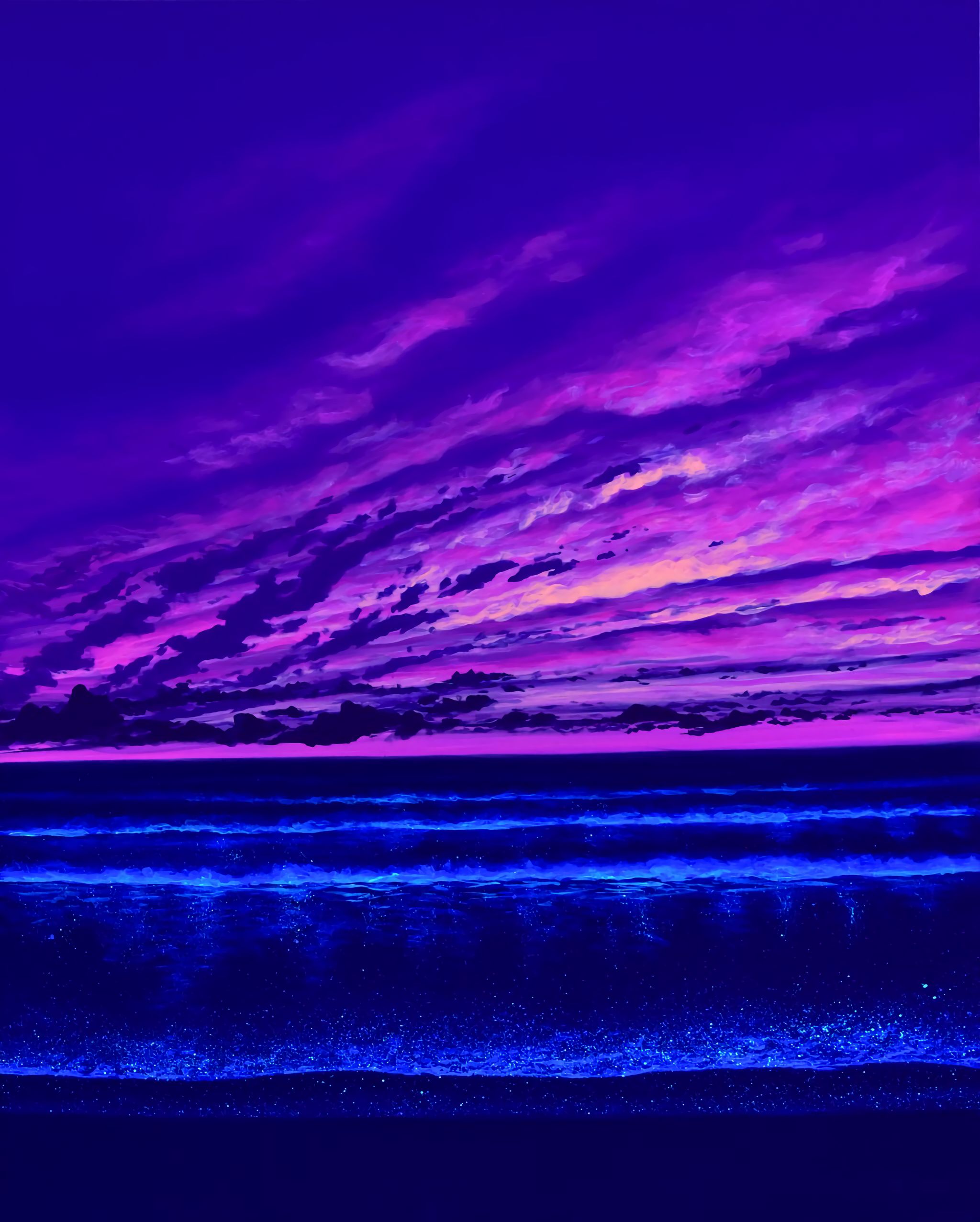 Download mobile wallpaper Horizon, Sunset, Sea, Art for free.