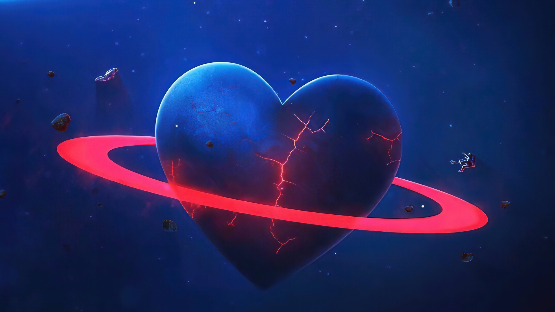 Download mobile wallpaper Space, Heart, Artistic, Planetary Ring for free.