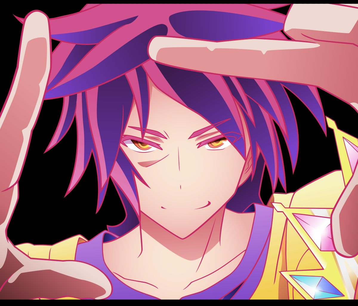 Download mobile wallpaper Anime, Yellow Eyes, Purple Hair, Sora (No Game No Life), No Game No Life for free.