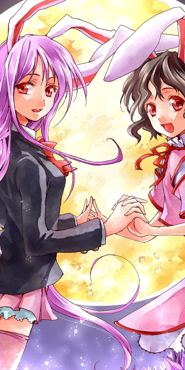Phone wallpaper: Anime, Touhou, Reisen Udongein Inaba, Tewi Inaba 230412