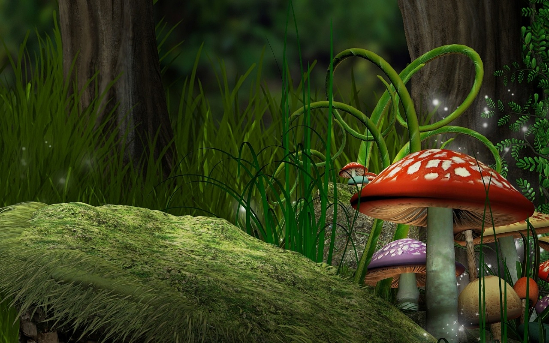 Free download wallpaper Fantasy, Forest, Mushroom on your PC desktop