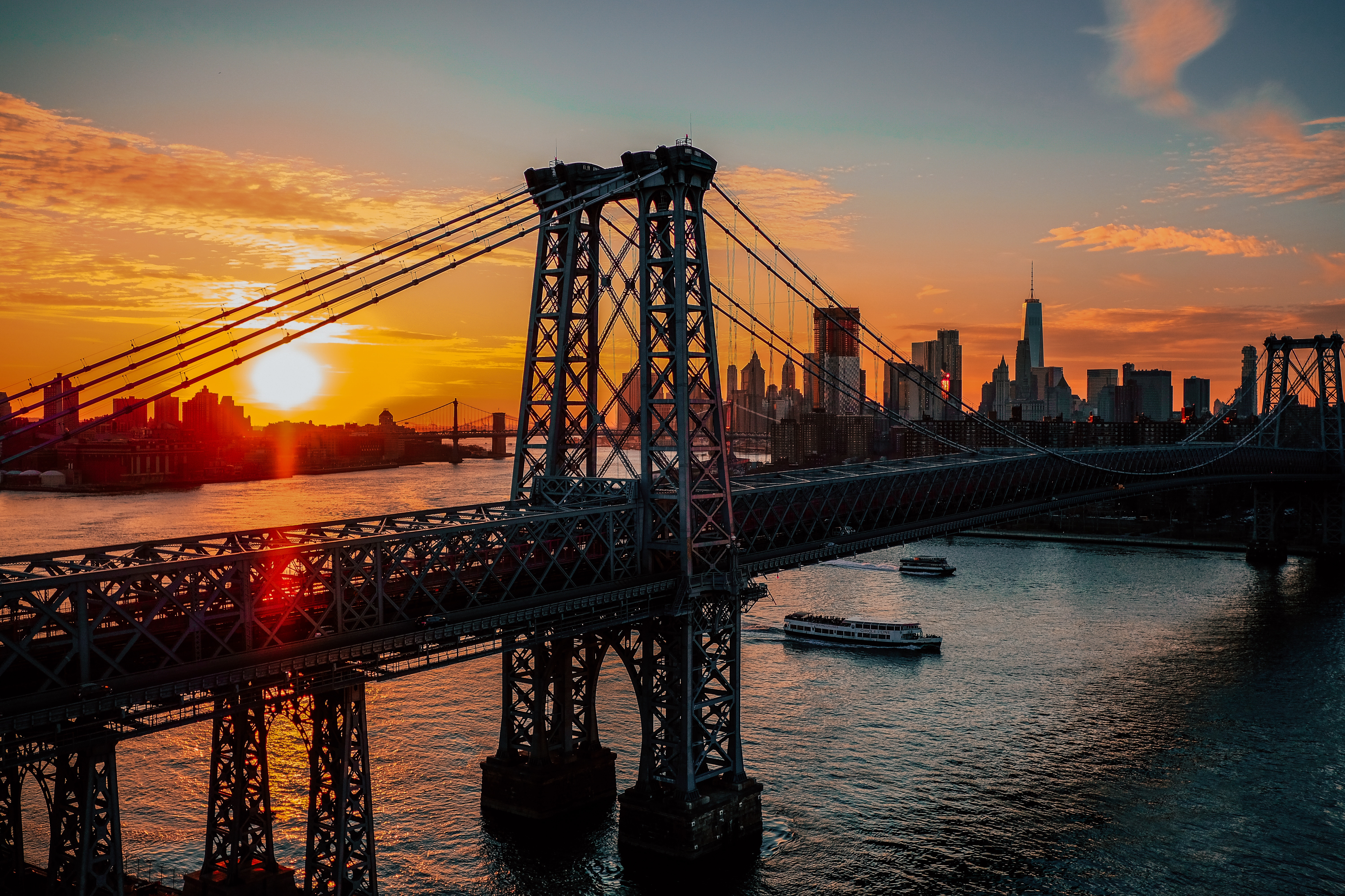 90320 descargar imagen nueva york, ciudades, amanecer, puente, ee uu, estados unidos: fondos de pantalla y protectores de pantalla gratis