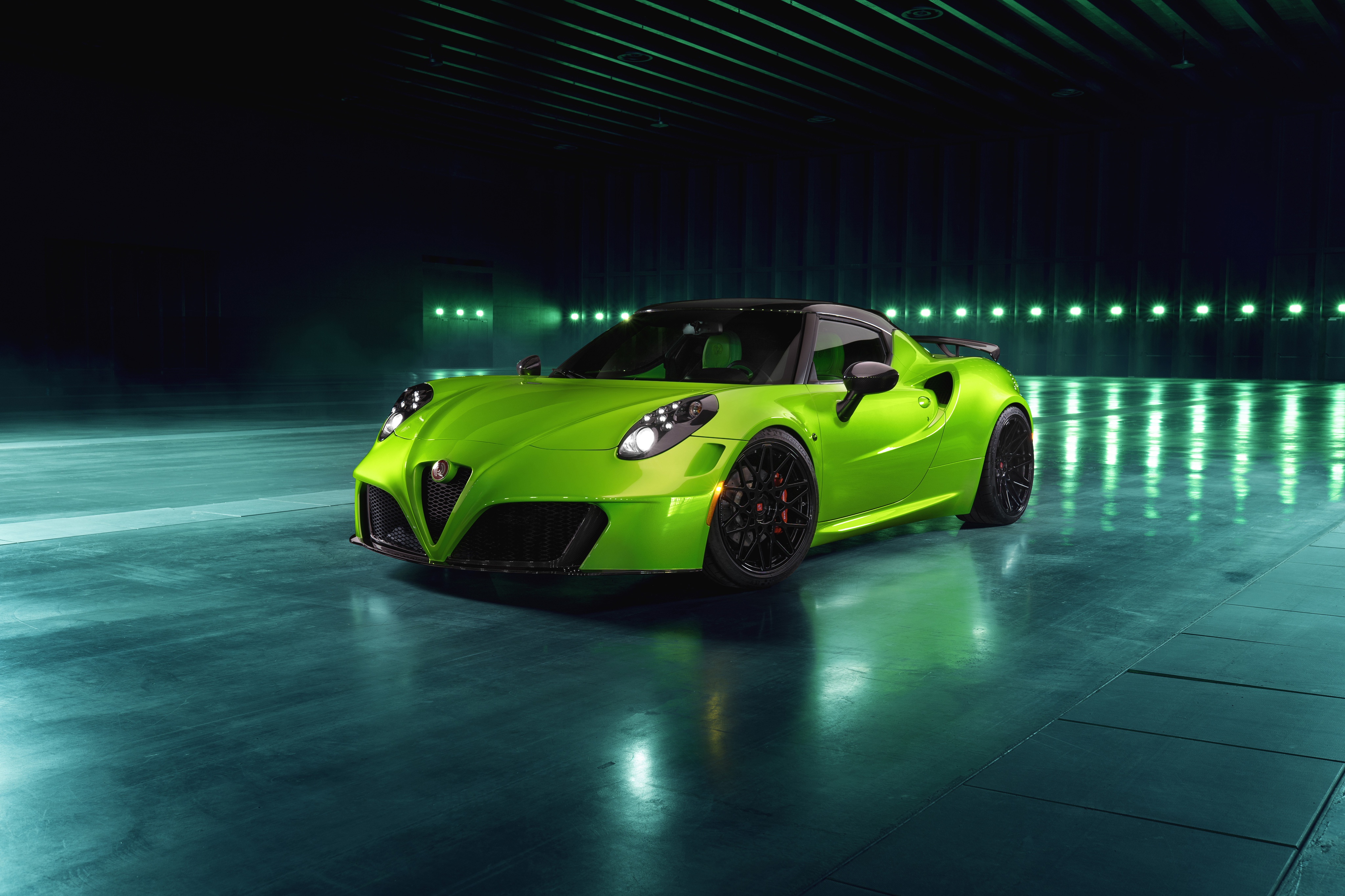 Download mobile wallpaper Alfa Romeo, Car, Supercar, Alfa Romeo 4C, Vehicles, Green Car for free.