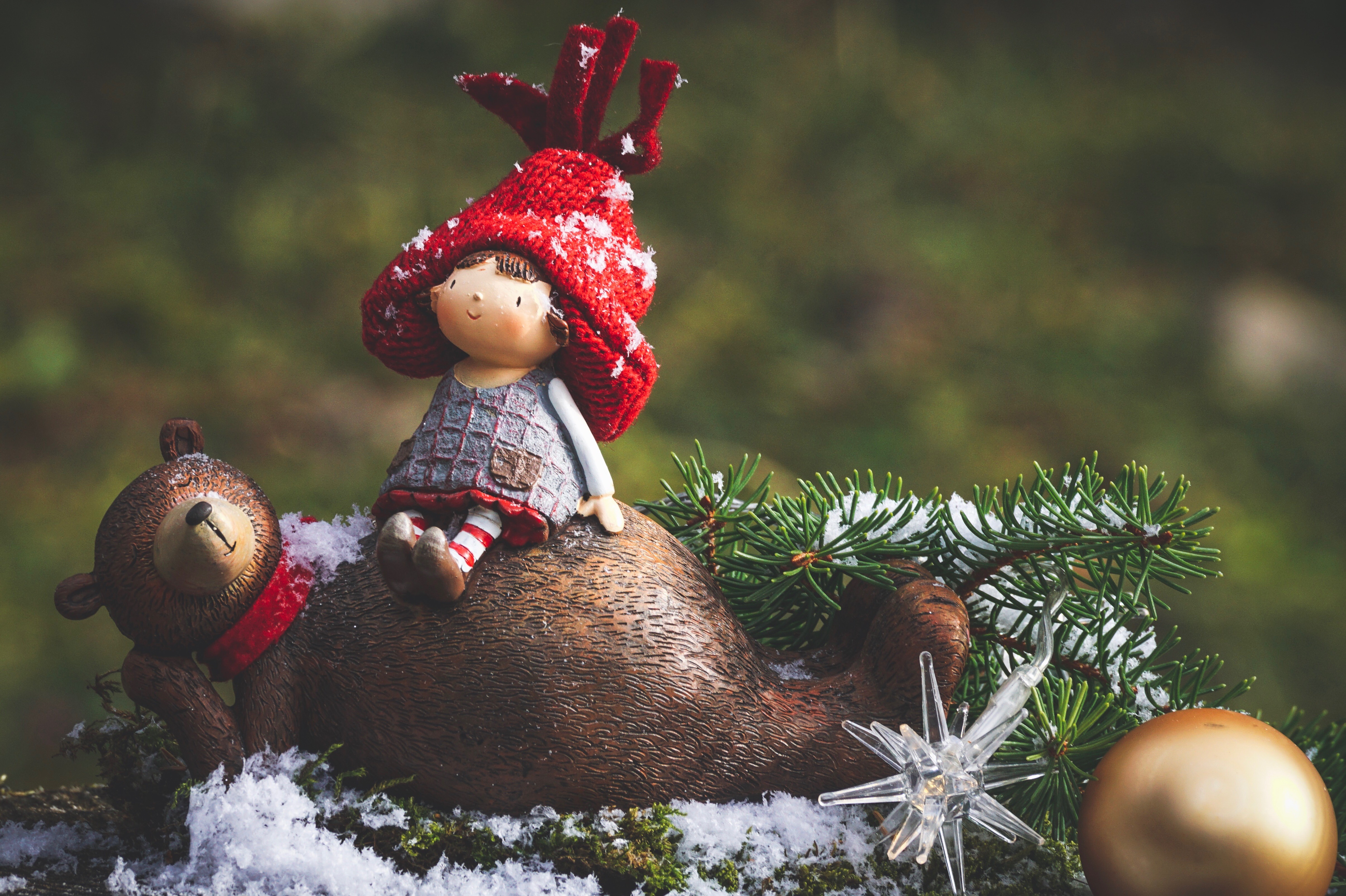 Download mobile wallpaper Christmas, Holiday, Bear, Doll, Bauble for free.