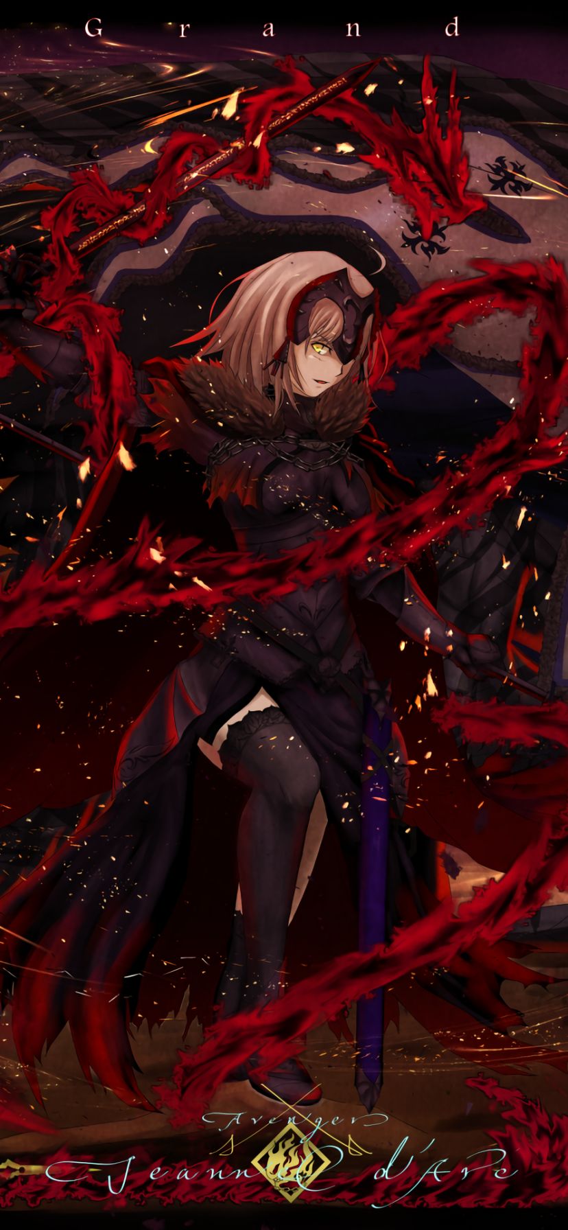 Download mobile wallpaper Anime, Yellow Eyes, Thigh Highs, Fate (Series), Fate/grand Order, Jeanne D'arc Alter, Avenger (Fate/grand Order), Fate Series for free.