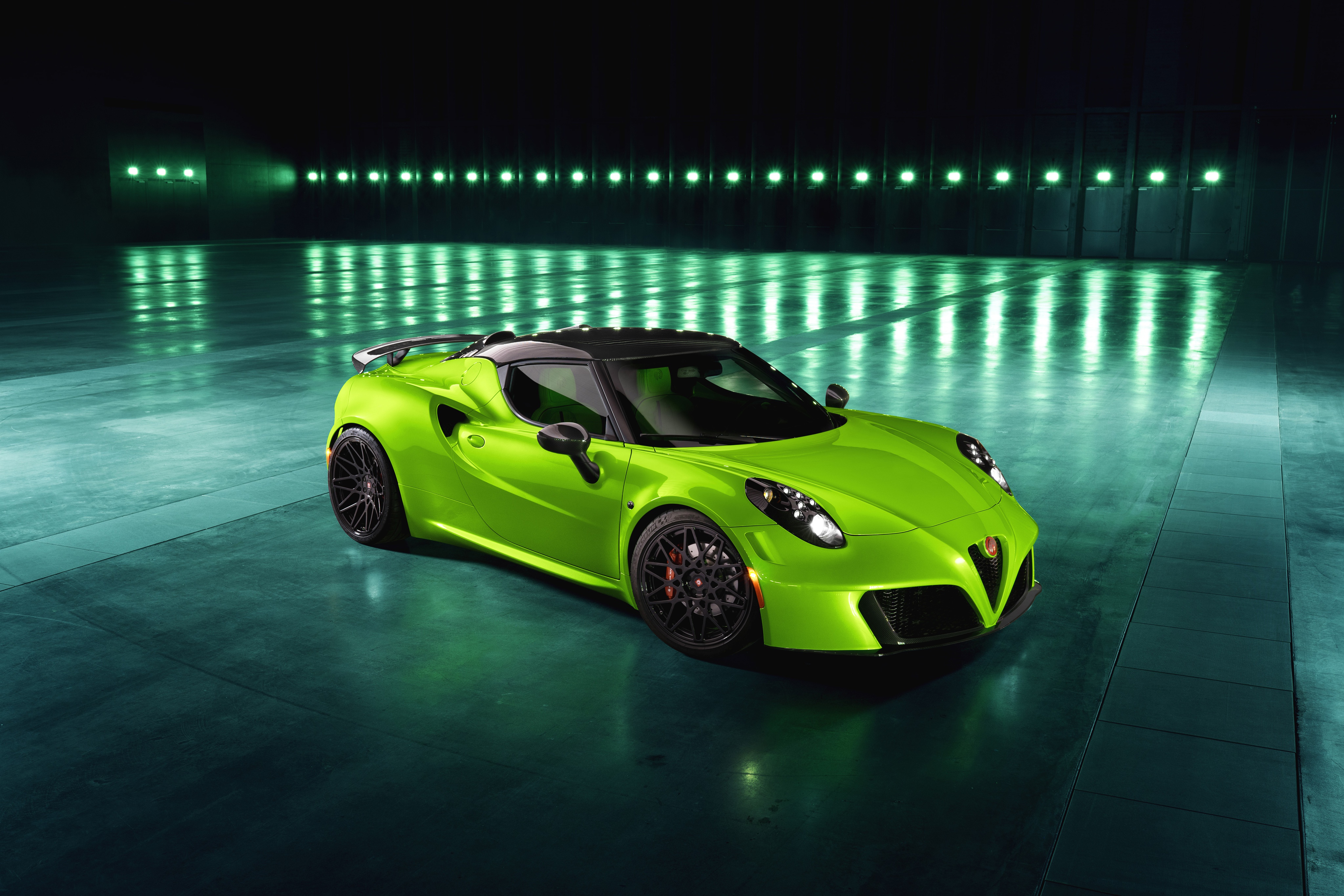 Download mobile wallpaper Alfa Romeo, Car, Supercar, Alfa Romeo 4C, Vehicles, Green Car for free.