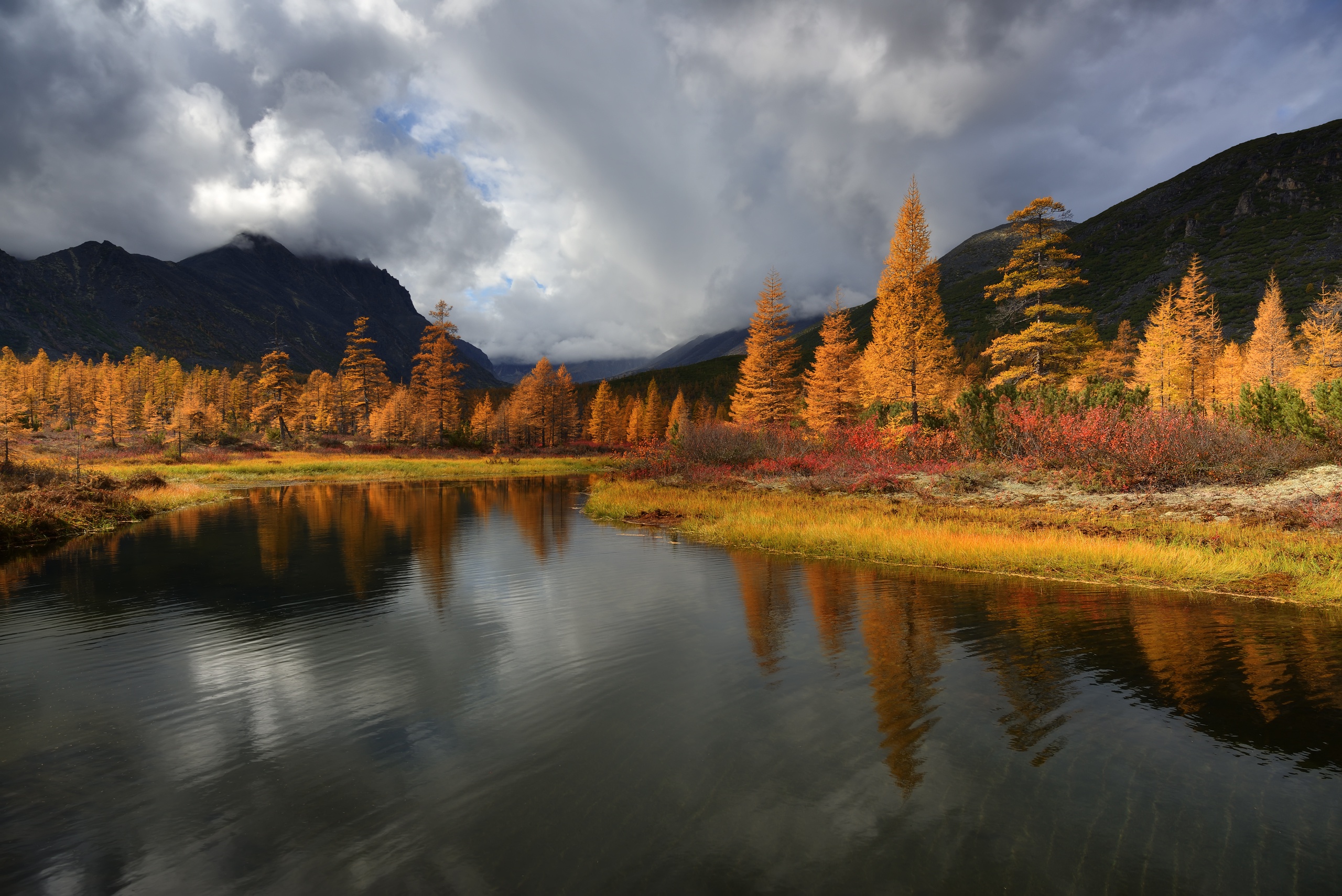 PCデスクトップに風景, 自然, 秋, 湖, 反射, 地球, クラウド画像を無料でダウンロード