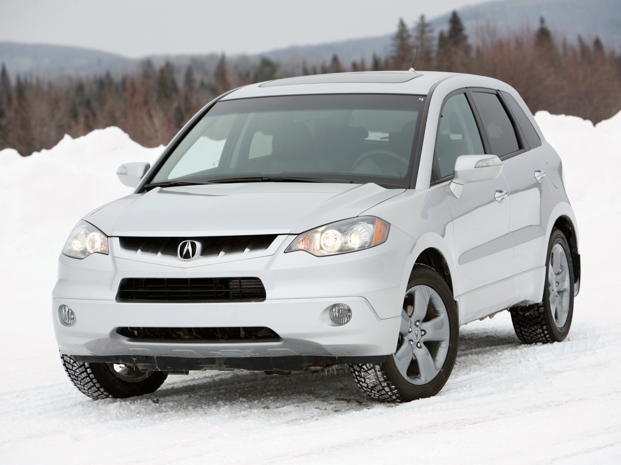 auto, acura, snow, cars, white, forest, jeep, front view, akura, rdx