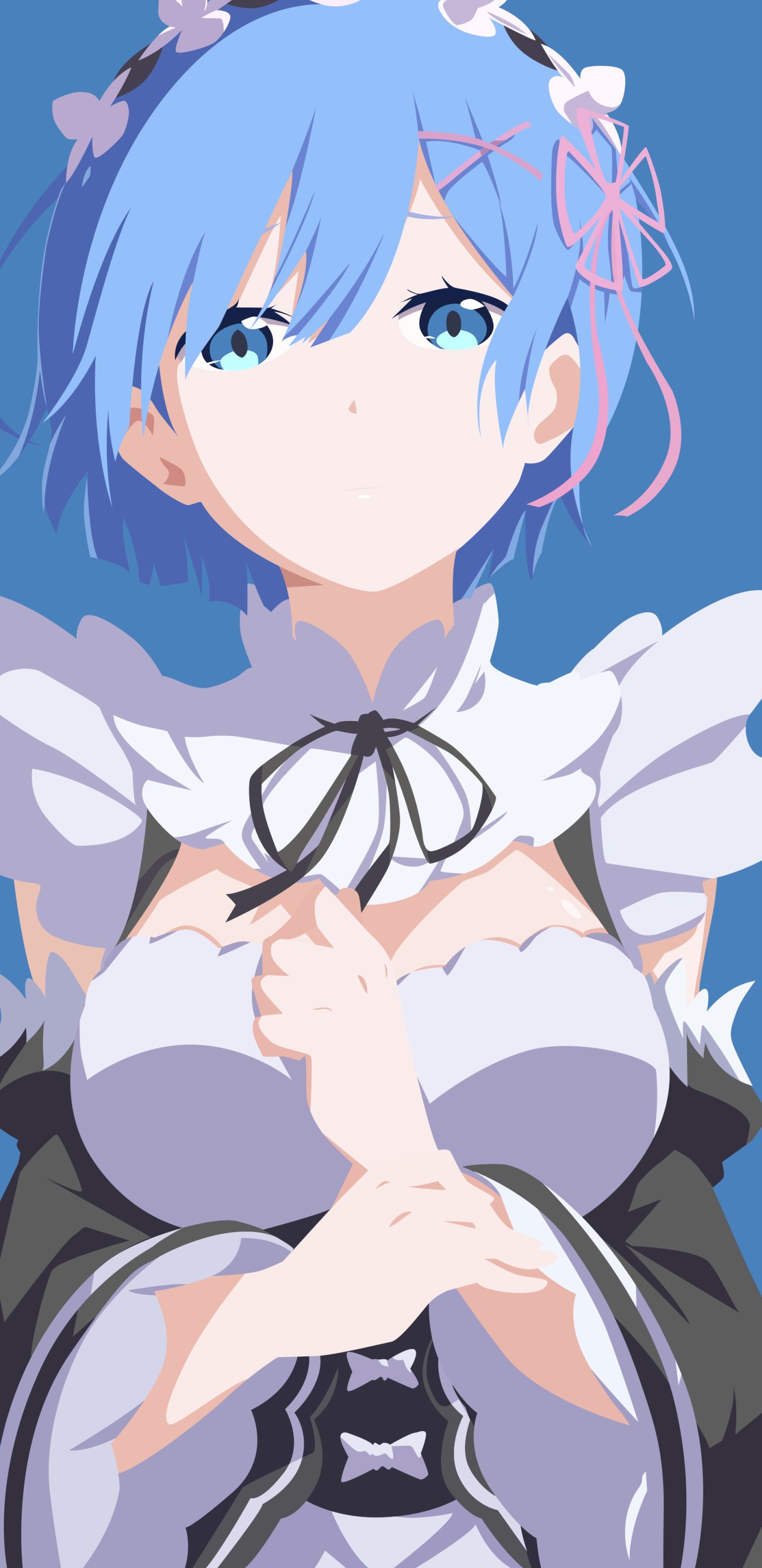 Baixar papel de parede para celular de Anime, Olhos Azuis, Empregada, Minimalista, Cabelo Azul, Cabelo Curto, Re:zero Começando A Vida Em Outro Mundo, Rem (Re:zero) gratuito.