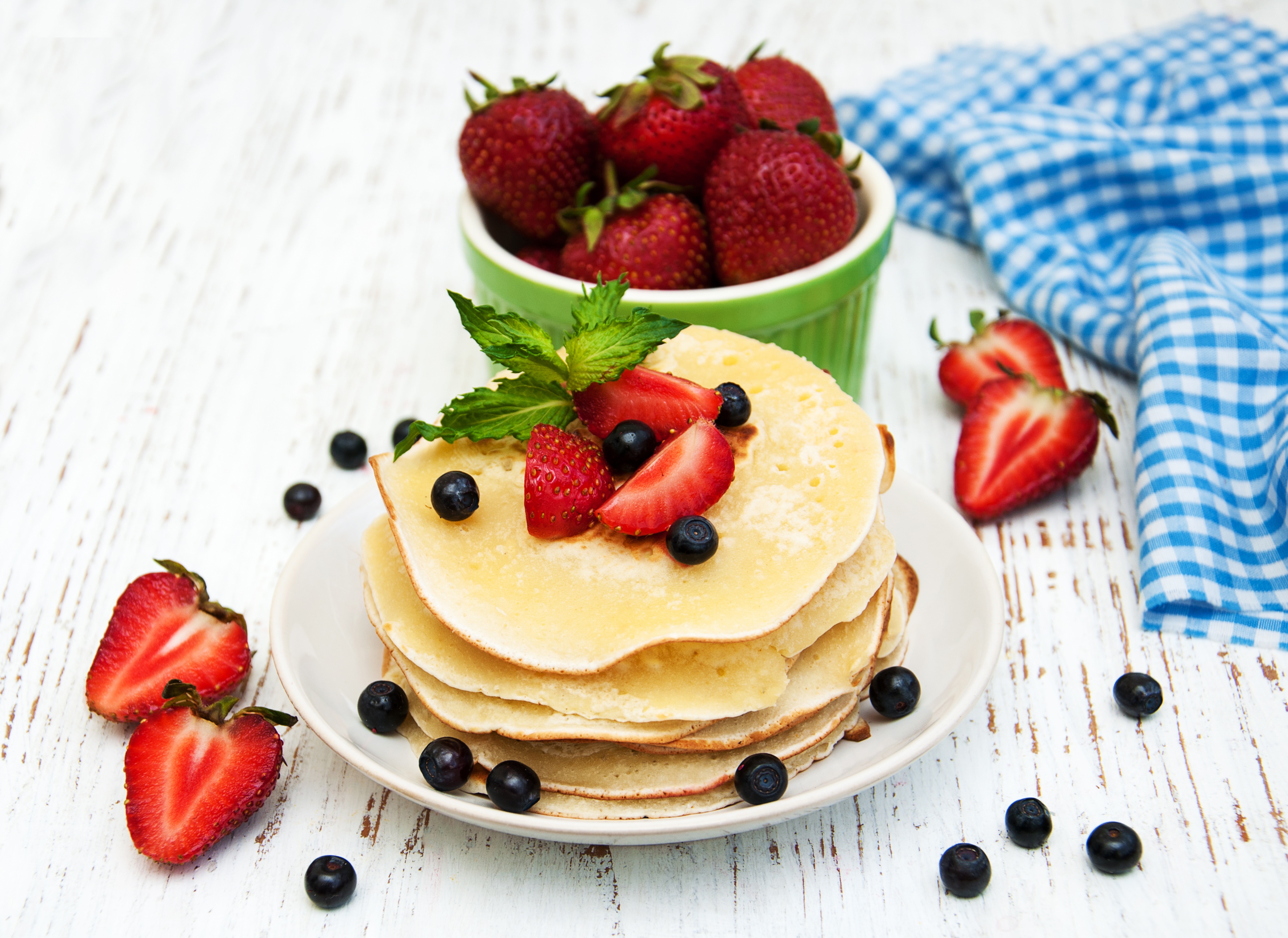 Download mobile wallpaper Food, Strawberry, Blueberry, Still Life, Fruit, Breakfast, Crêpe for free.