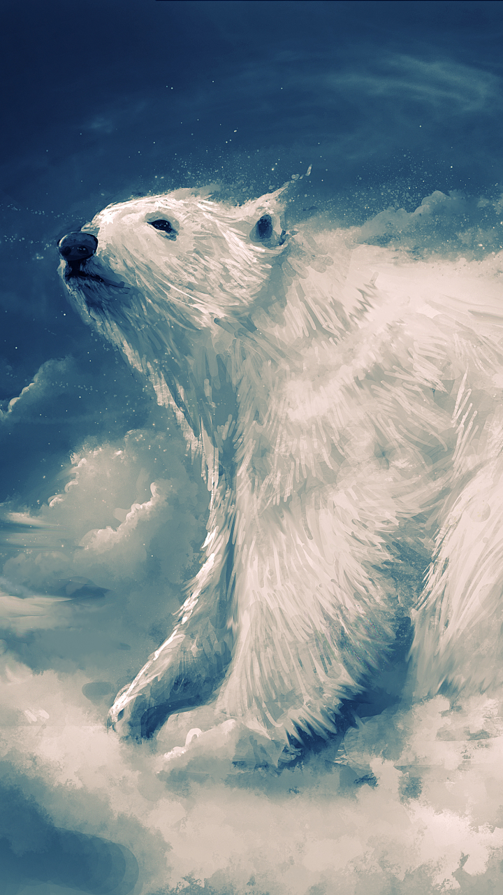 Baixar papel de parede para celular de Animais, Céu, Nuvem, Urso Polar, Ursos gratuito.