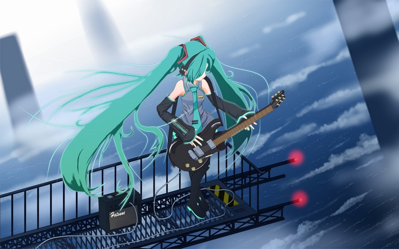 Handy-Wallpaper Gitarre, Vocaloid, Hatsune Miku, Animes kostenlos herunterladen.