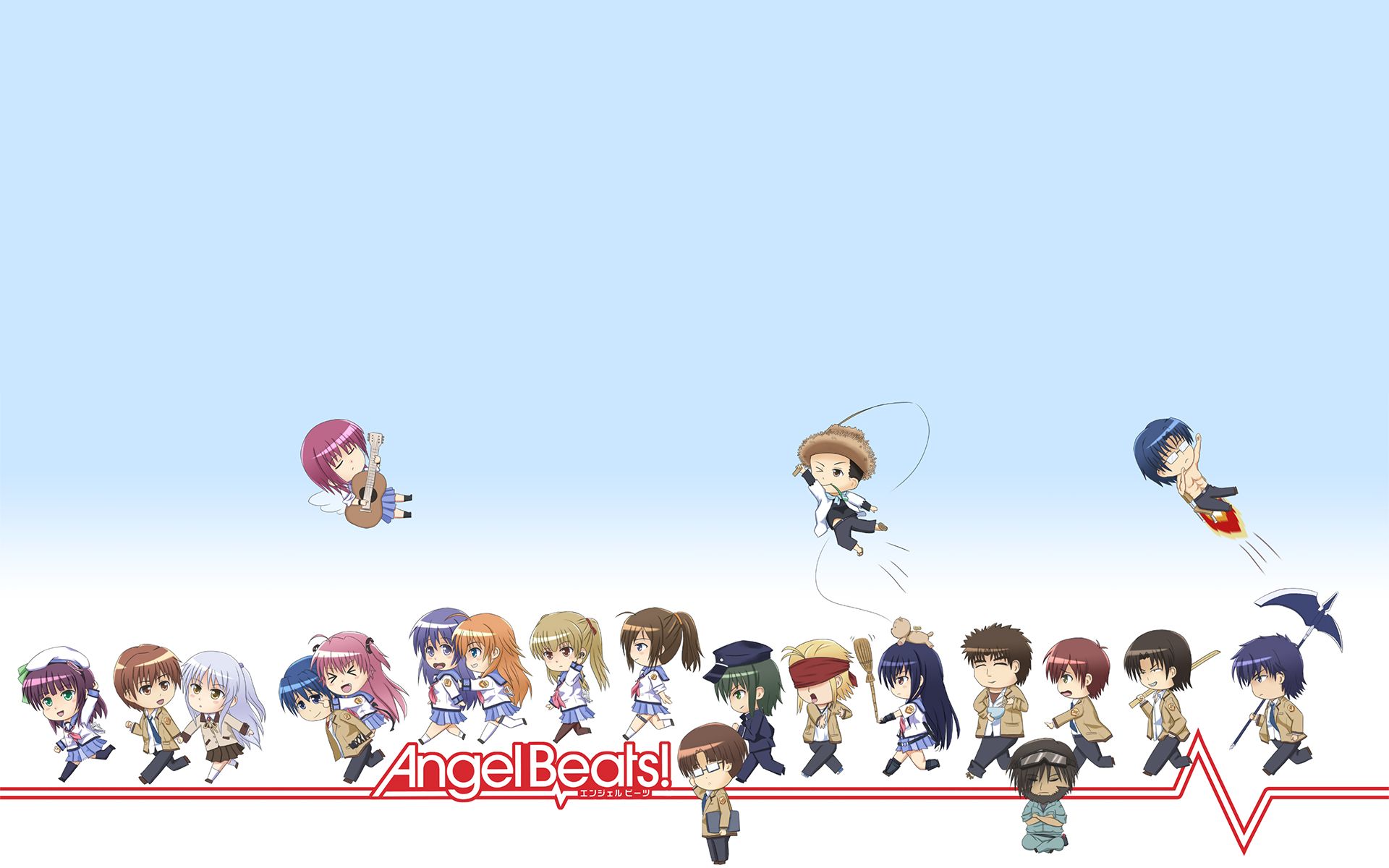 anime, angel beats!, ayato naoi, chaa (angel beats!), fujimaki (angel beats!), hinata hideki, hisako (angel beats!), kanade tachibana, masami iwasawa, matsushita (angel beats!), miyuki irie, noda (angel beats!), ooyama (angel beats!), saitou (angel beats!), shiina (angel beats!), shiori sekine, takamatsu (angel beats!), takeyama (angel beats!), tk (angel beats!), yui (angel beats!), yuri nakamura, yusa (angel beats!), yuzuru otonashi
