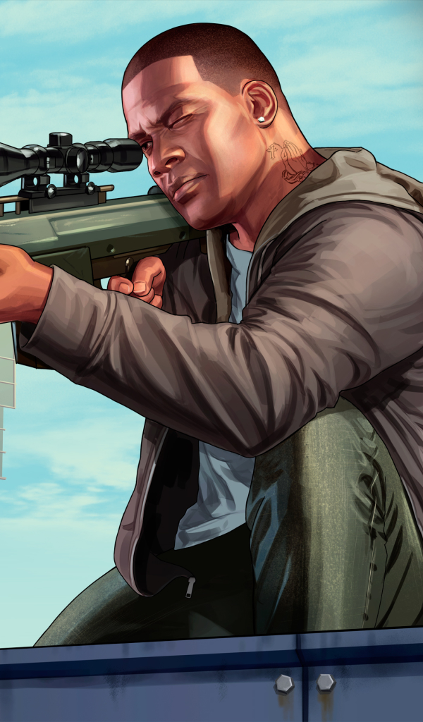 Download mobile wallpaper Video Game, Rifle, Grand Theft Auto, Grand Theft Auto V, Franklin Clinton for free.