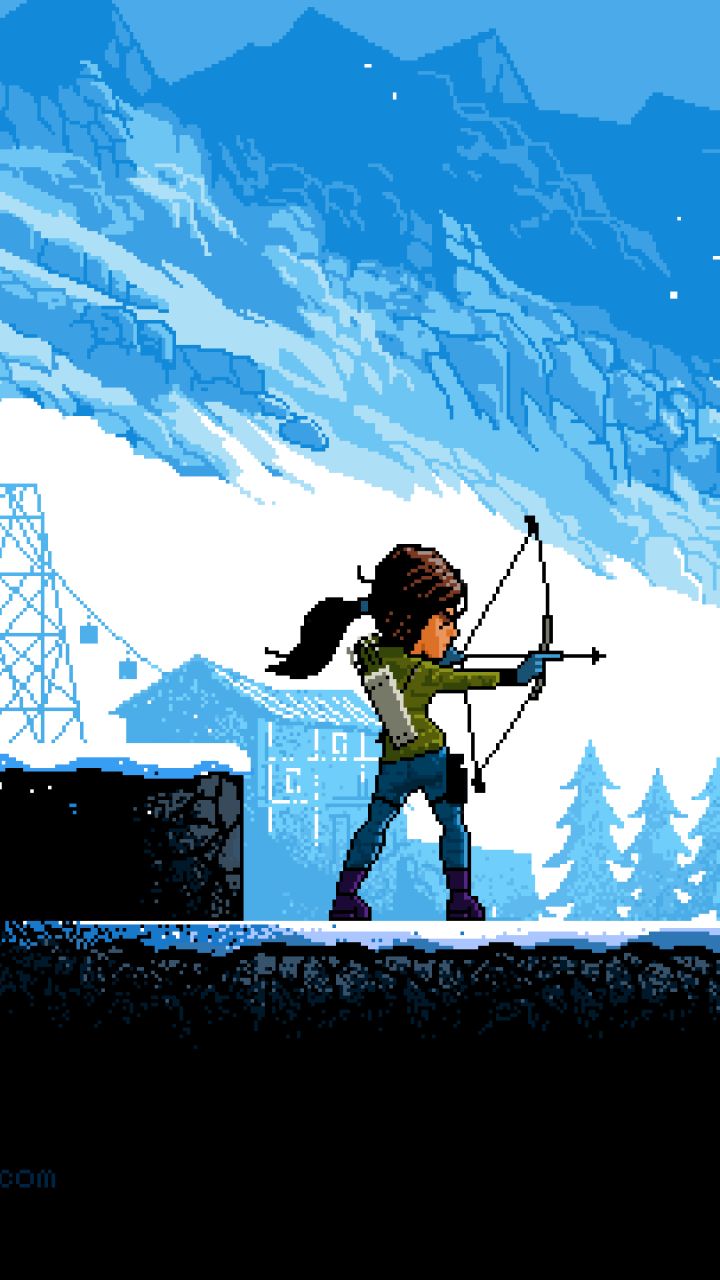 Handy-Wallpaper Tomb Raider, Pfeil, Computerspiele, Verneigung, Lara Croft, Grabräuber, Pixel Kunst, Rise Of The Tomb Raider kostenlos herunterladen.