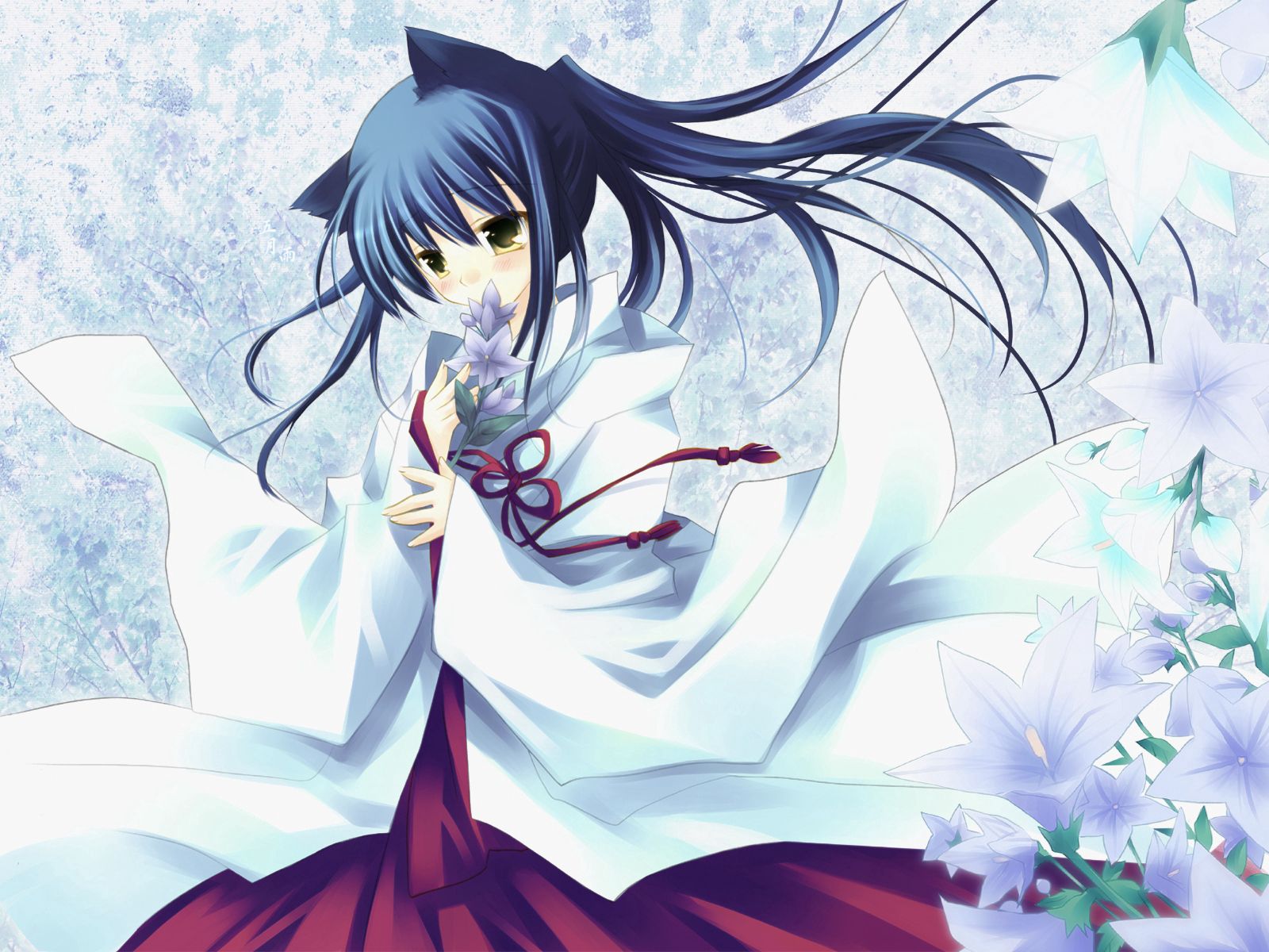 Download mobile wallpaper Flowers, Brunette, Kimono, Girl, Anime for free.