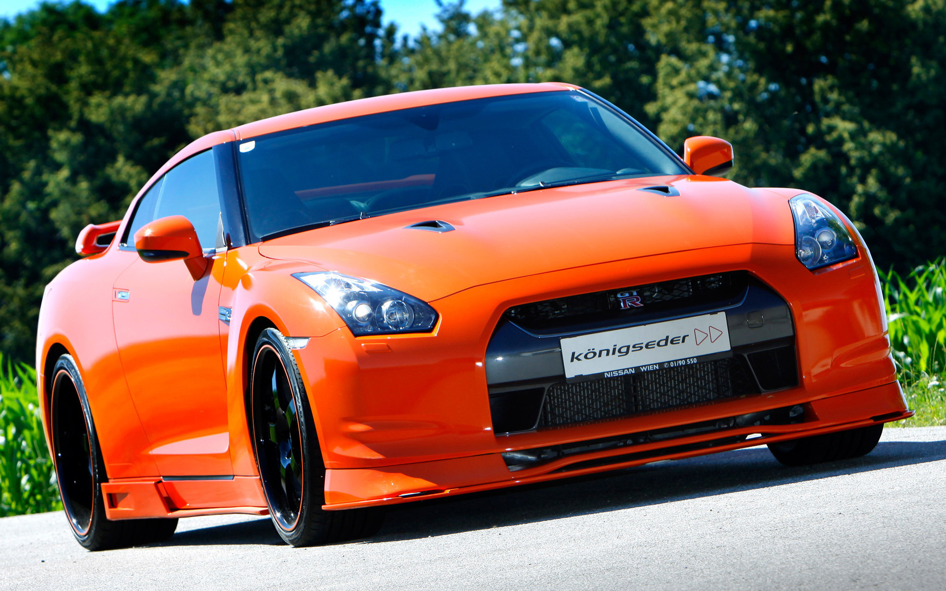 Download mobile wallpaper Orange Car, Nissan, Vehicles for free.