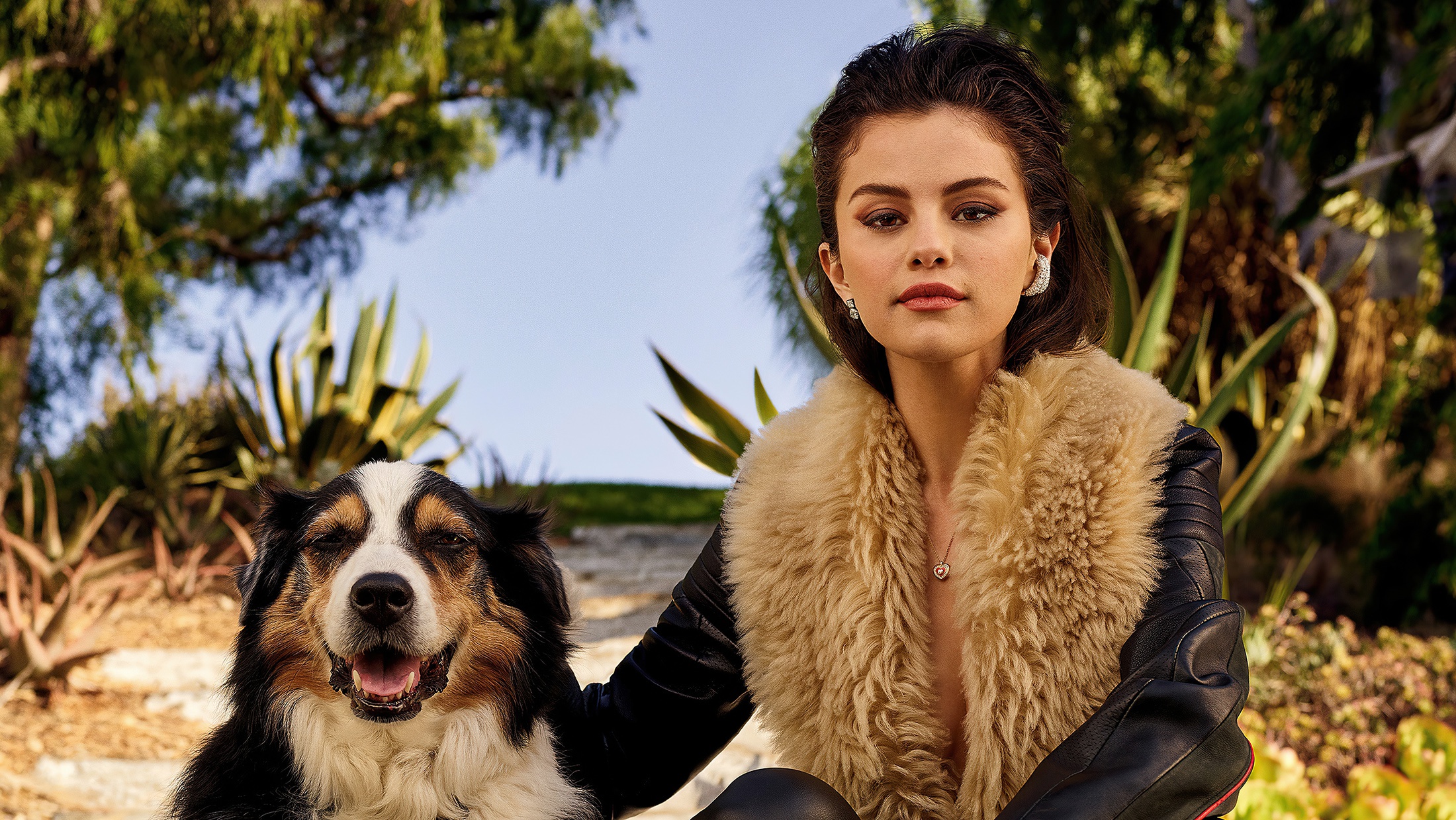 Download mobile wallpaper Music, Selena Gomez, Dog, Singer, Brunette, American for free.