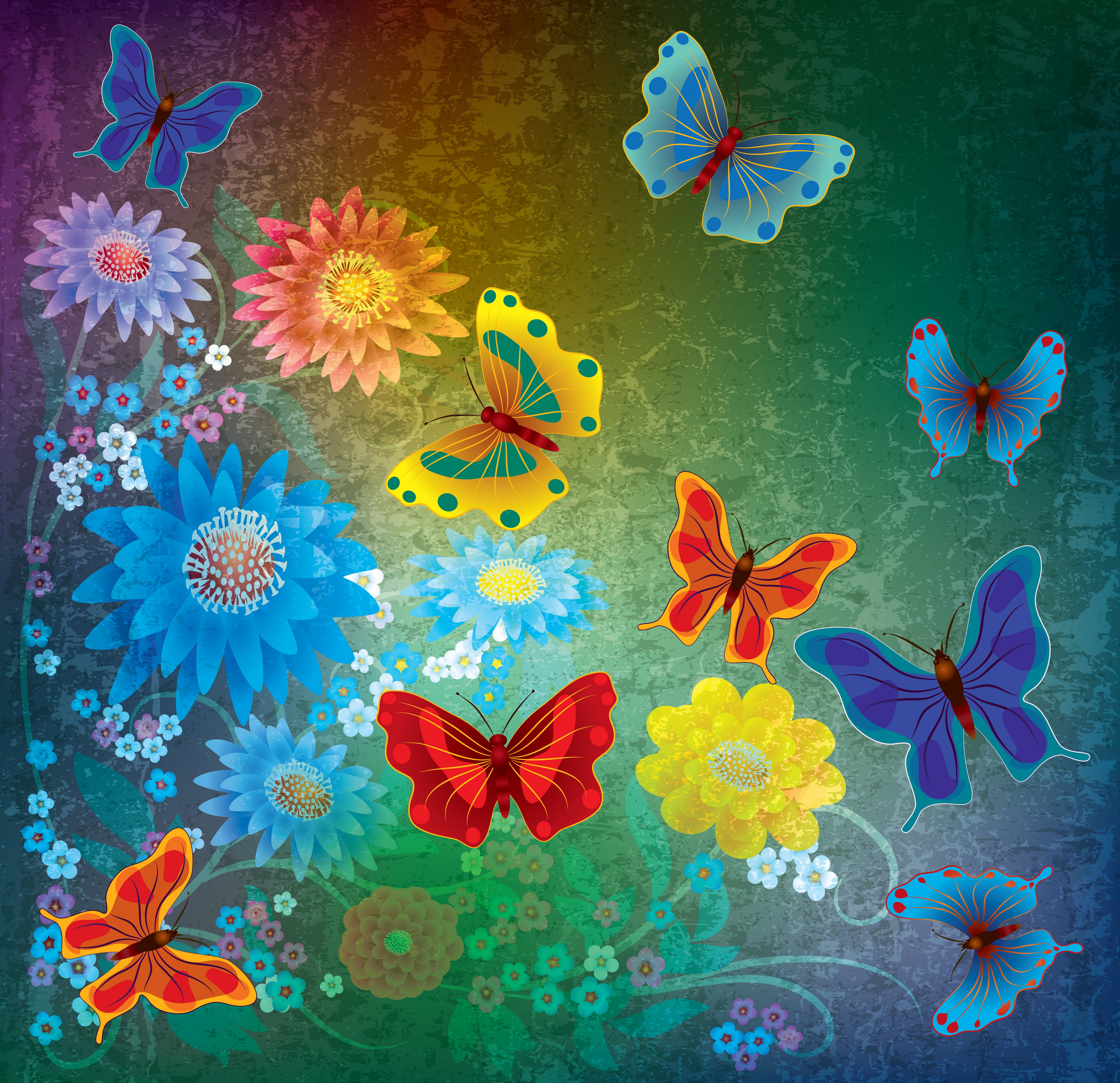 Descarga gratis la imagen Flor, Colores, Mariposa, Vistoso, Artístico en el escritorio de tu PC