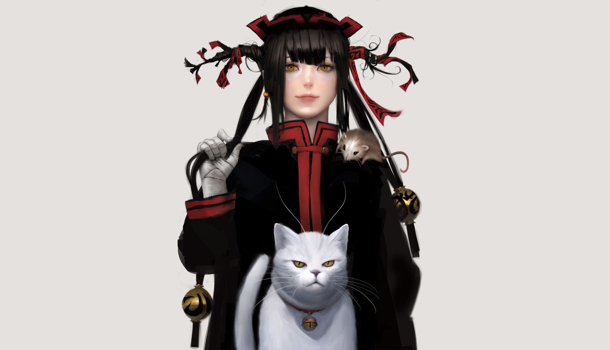 Laden Sie das Mädchen, Katze, Animes-Bild kostenlos auf Ihren PC-Desktop herunter