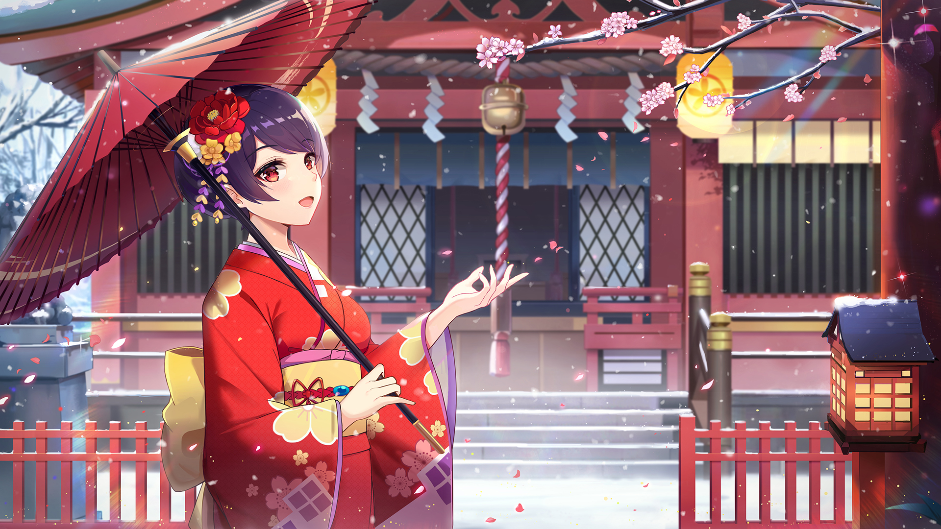 970293 descargar fondo de pantalla animado, chica café pistola, kimono, primavera, paraguas: protectores de pantalla e imágenes gratis