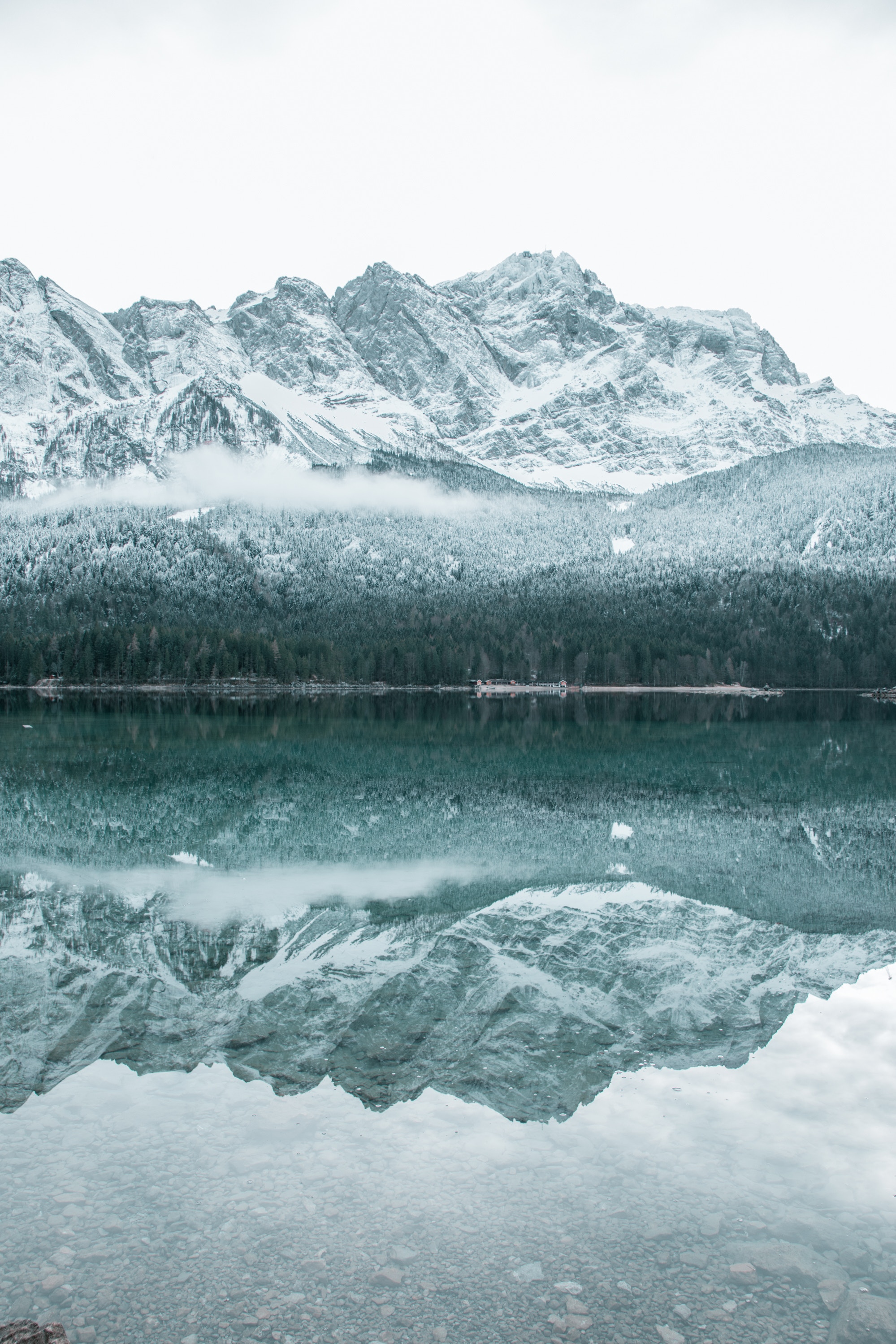 Скачать обои бесплатно Гора, Озеро, Отражение, Снег, Природа, Зима картинка на рабочий стол ПК