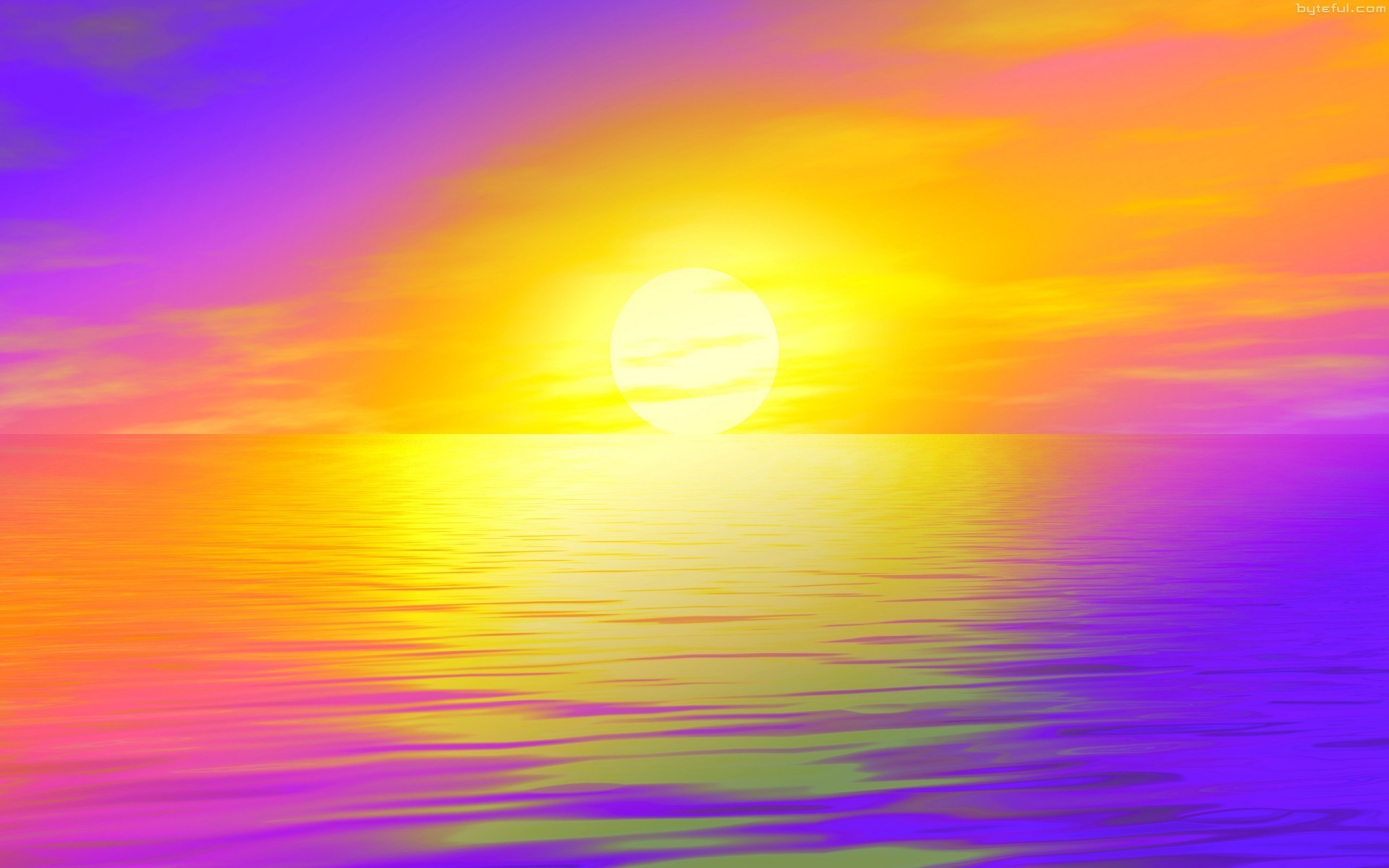 Free download wallpaper Sunset, Sun, Colors, Purple, Artistic on your PC desktop
