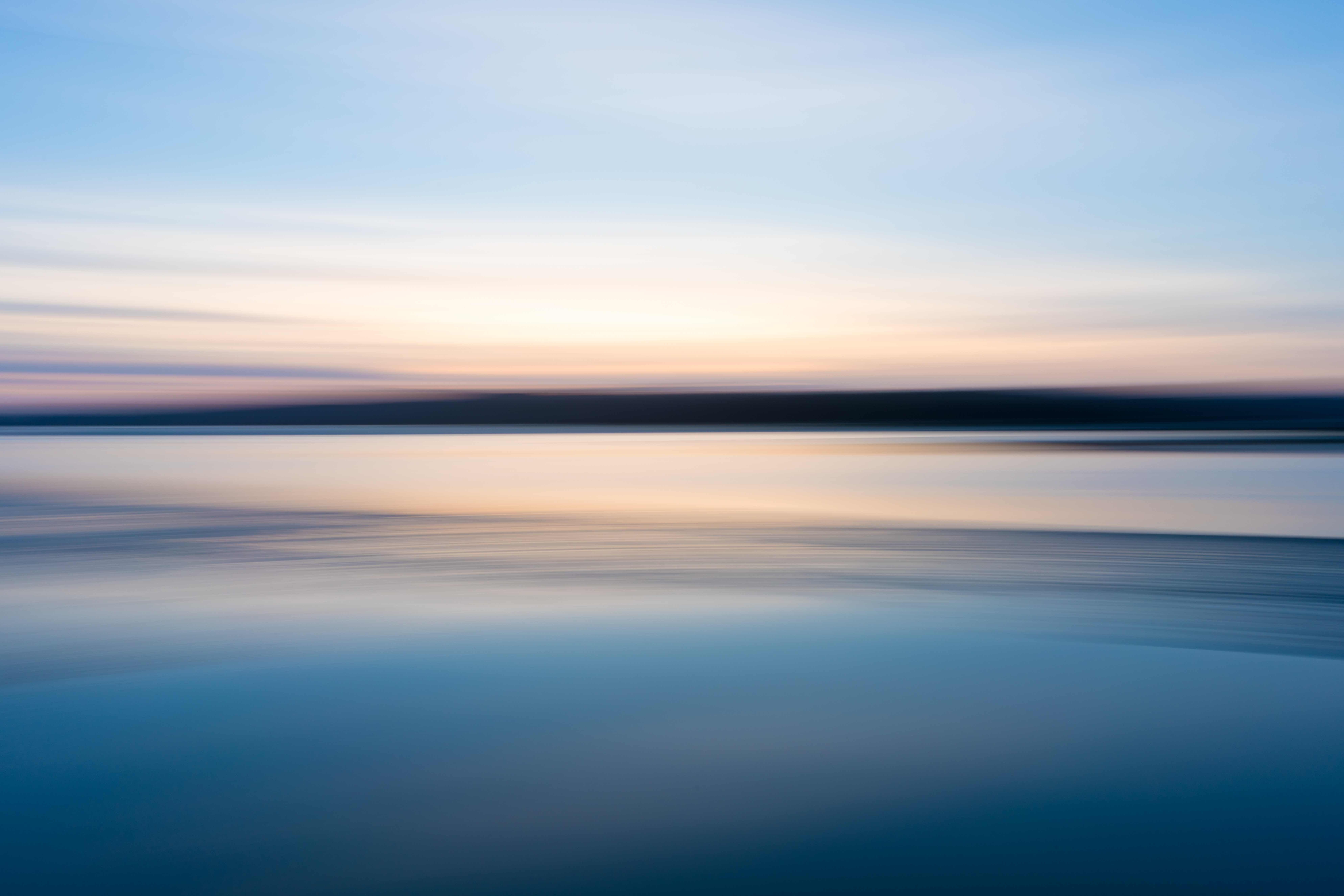 Download mobile wallpaper Sky, Streaks, Smooth, Stripes, Horizon, Sea, Nature, Blur for free.