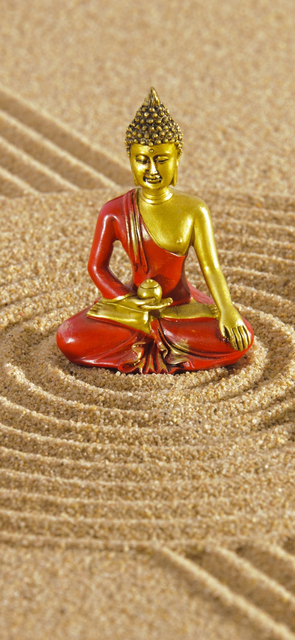 Скачать картинку Песок, Будда, Статуя, Камень, Дзен, Религиозные в телефон бесплатно.