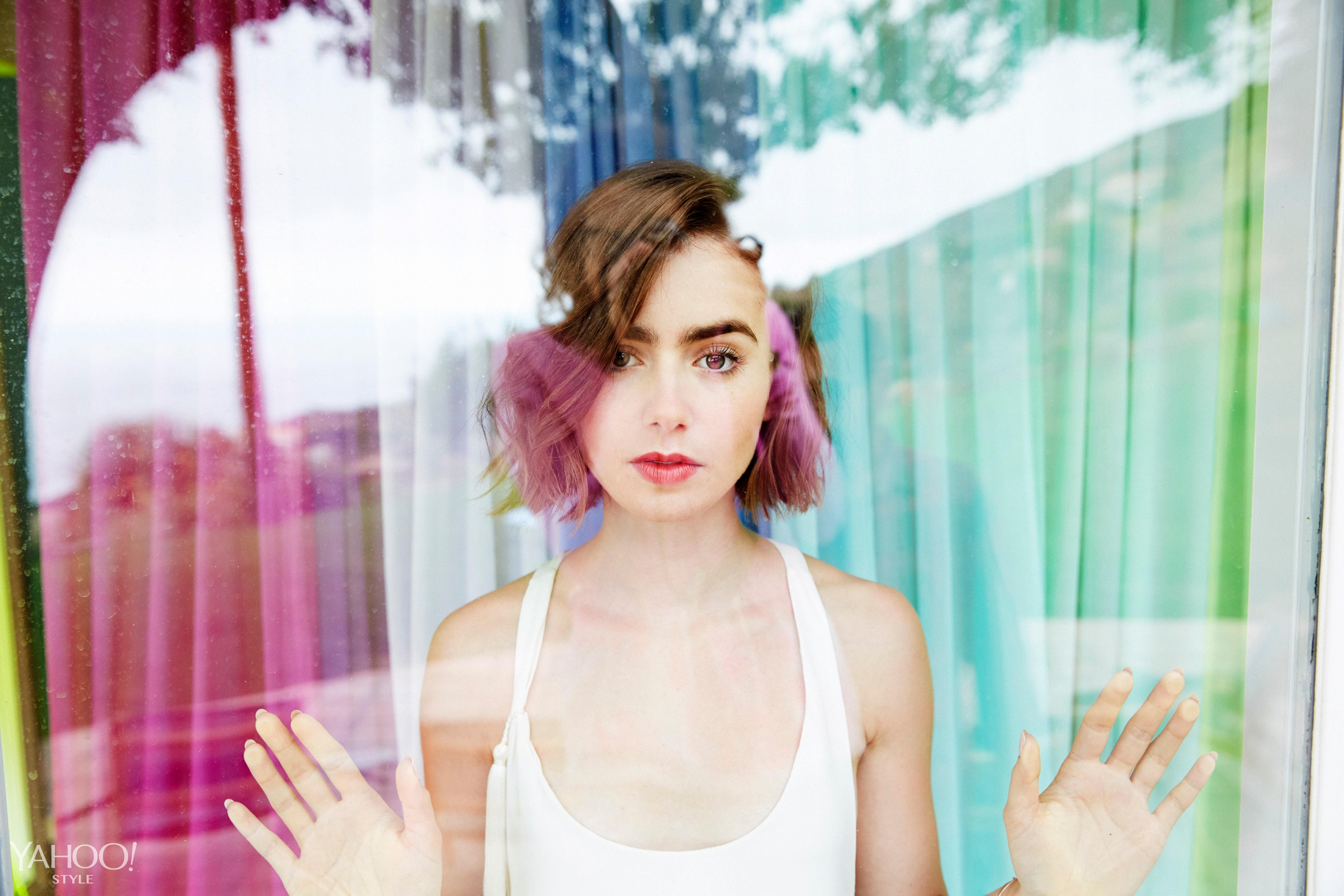celebrity, lily collins, actress, brunette, english, short hair