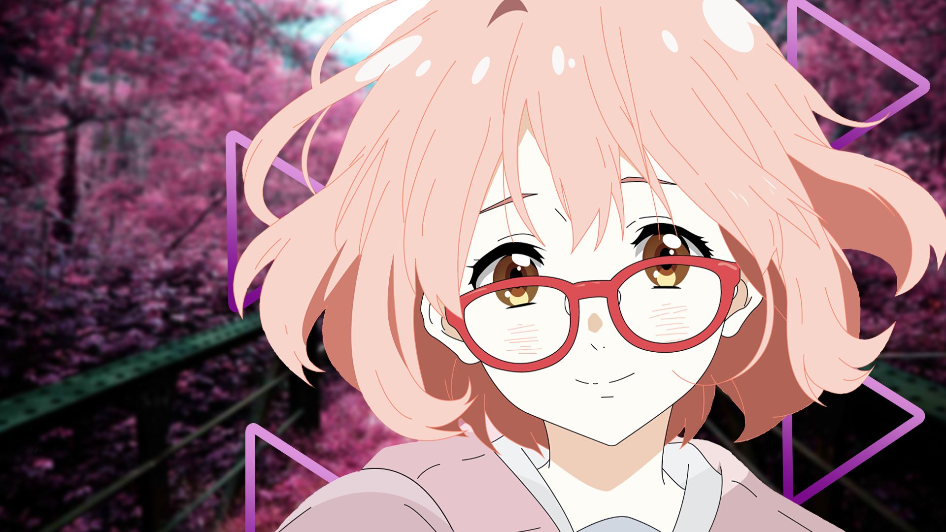 Baixar papel de parede para celular de Anime, Óculos, Cabelo Rosa, Mirai Kuriyama, Beyond The Boundary, Kyoukai No Kanata gratuito.