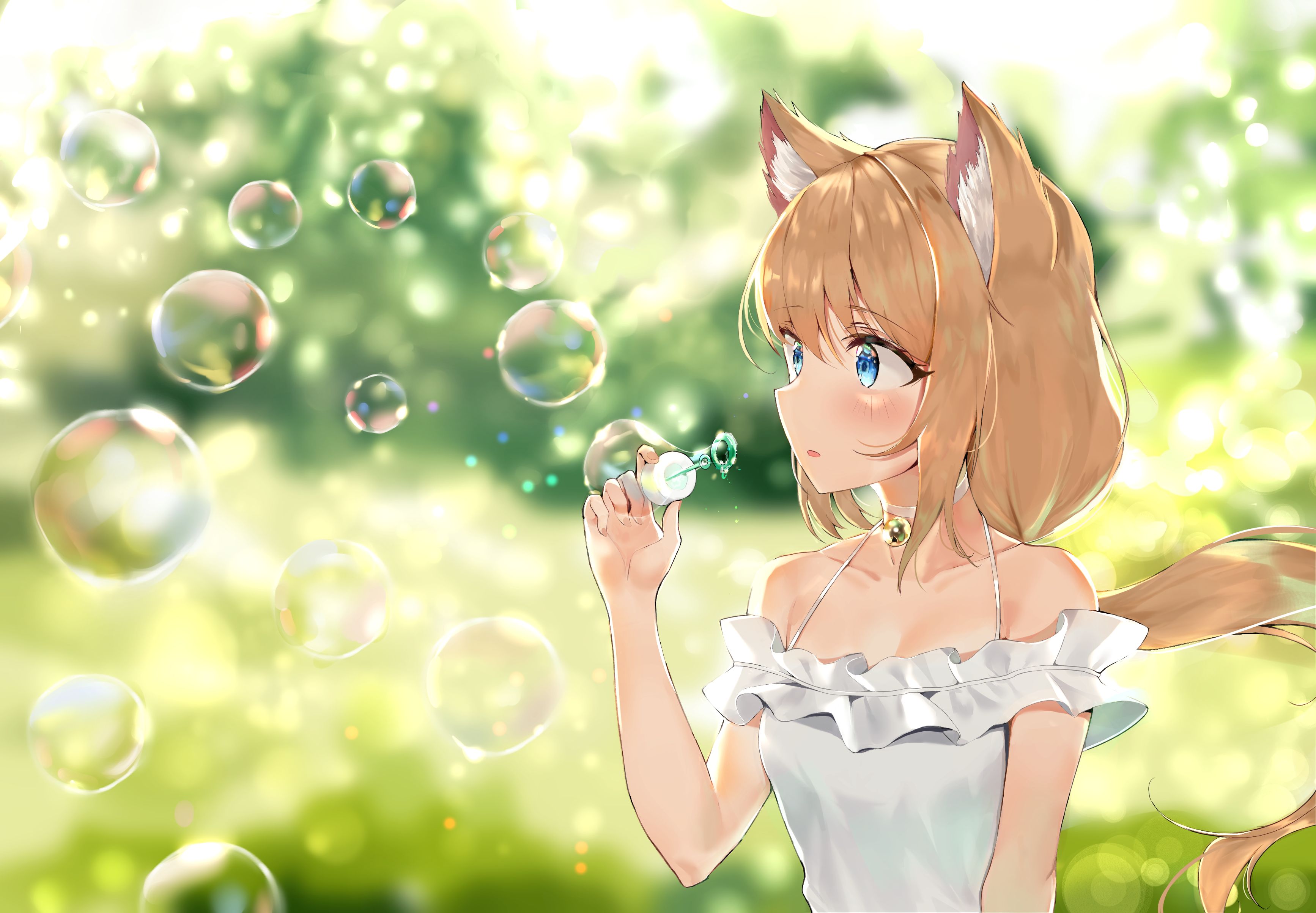 Free download wallpaper Anime, Girl, Bubble, Animal Ears on your PC desktop